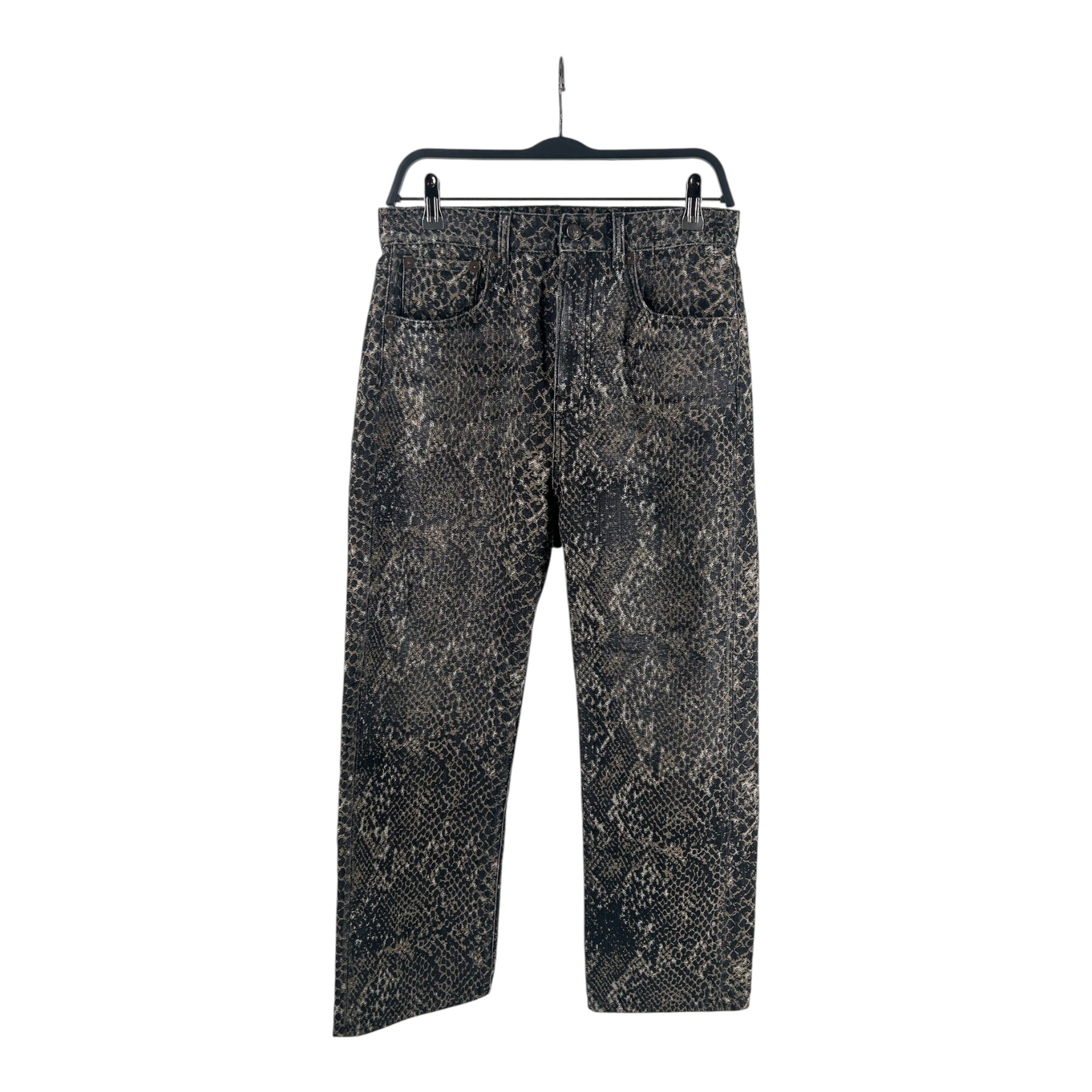 R13/Cropped Pants/25/All Over Print/Cotton/NVY/tailored drop, snake jacquard view 1