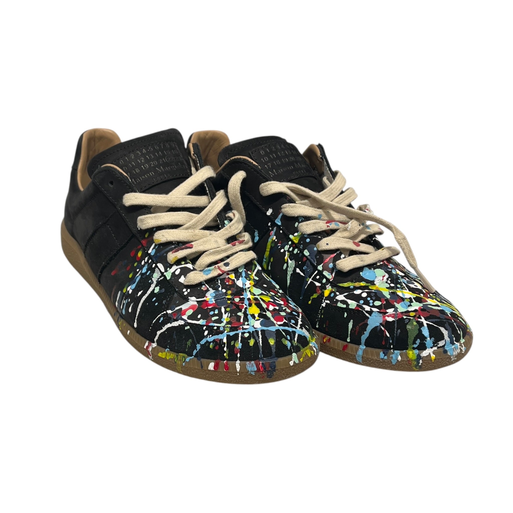 Maison Margiela/Low-Sneakers/EU 43/Leather/BLK/GATS PAIN SPLATTER view 1
