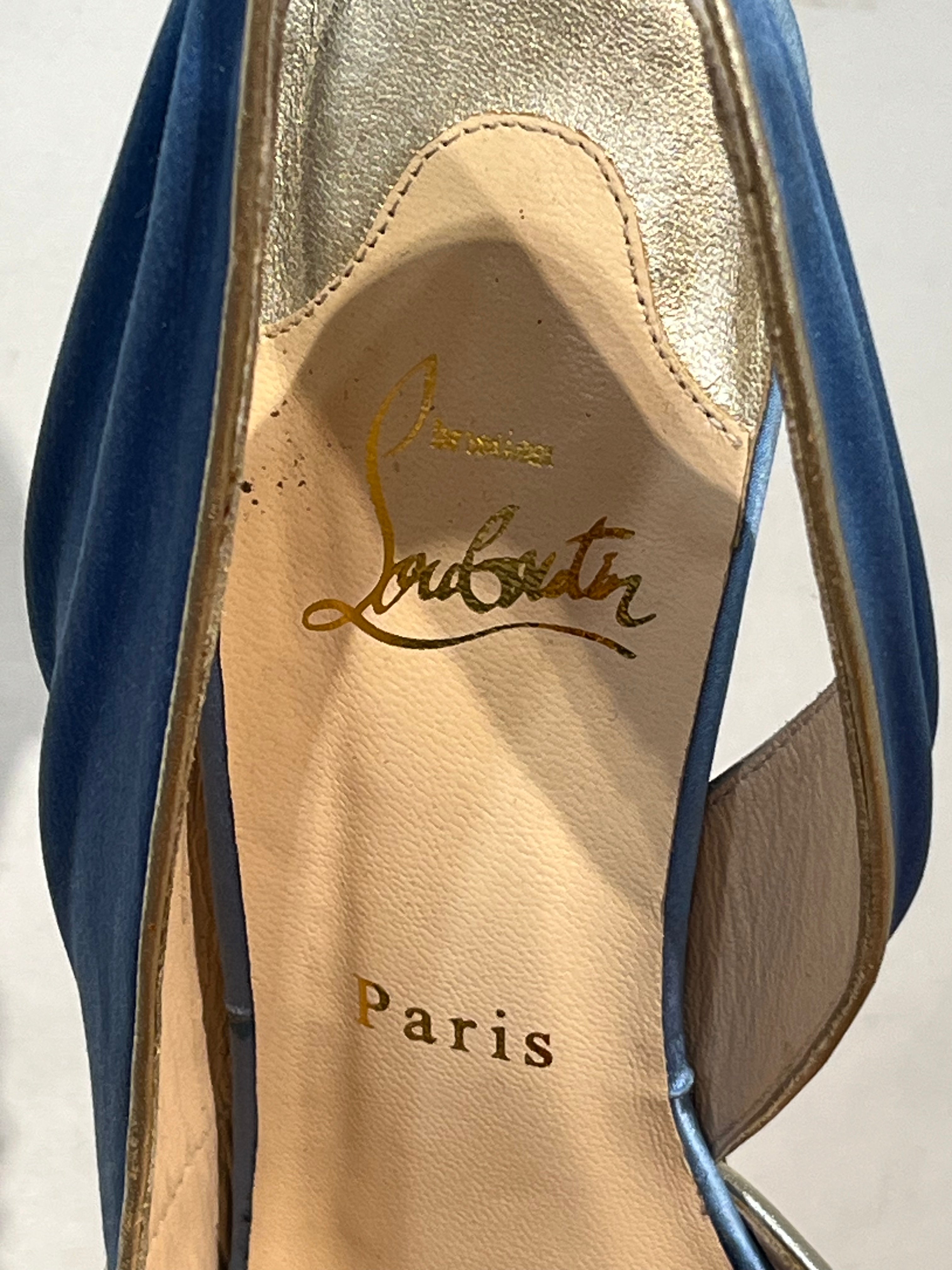 Christian Louboutin/Heels/EU 40/Silk/BLU/Ankle Strap/BL407 crepe slingback pump view 3