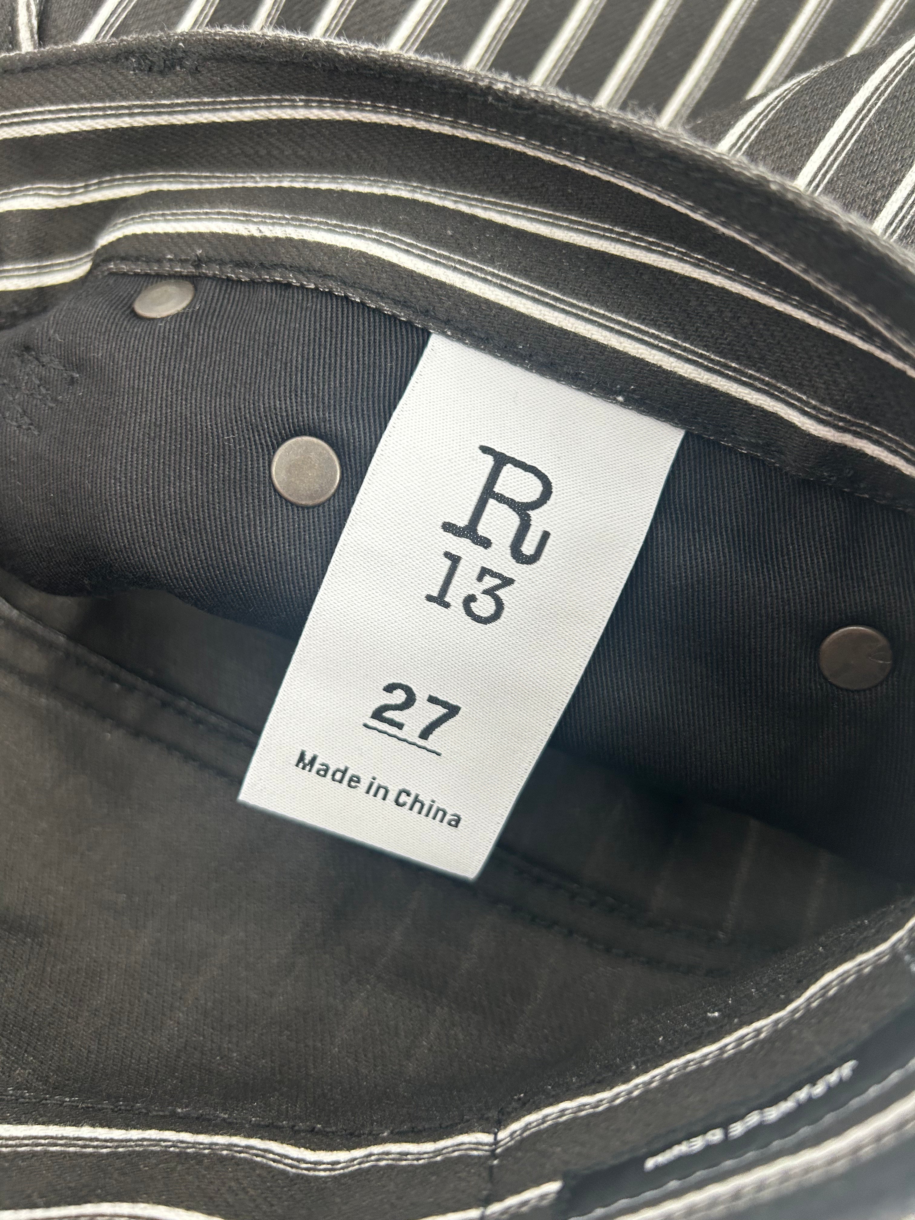 R13/Straight Pants/27/Stripe/Cotton/BLK/High-waisted/x-bf jean striped lil cropped view 3