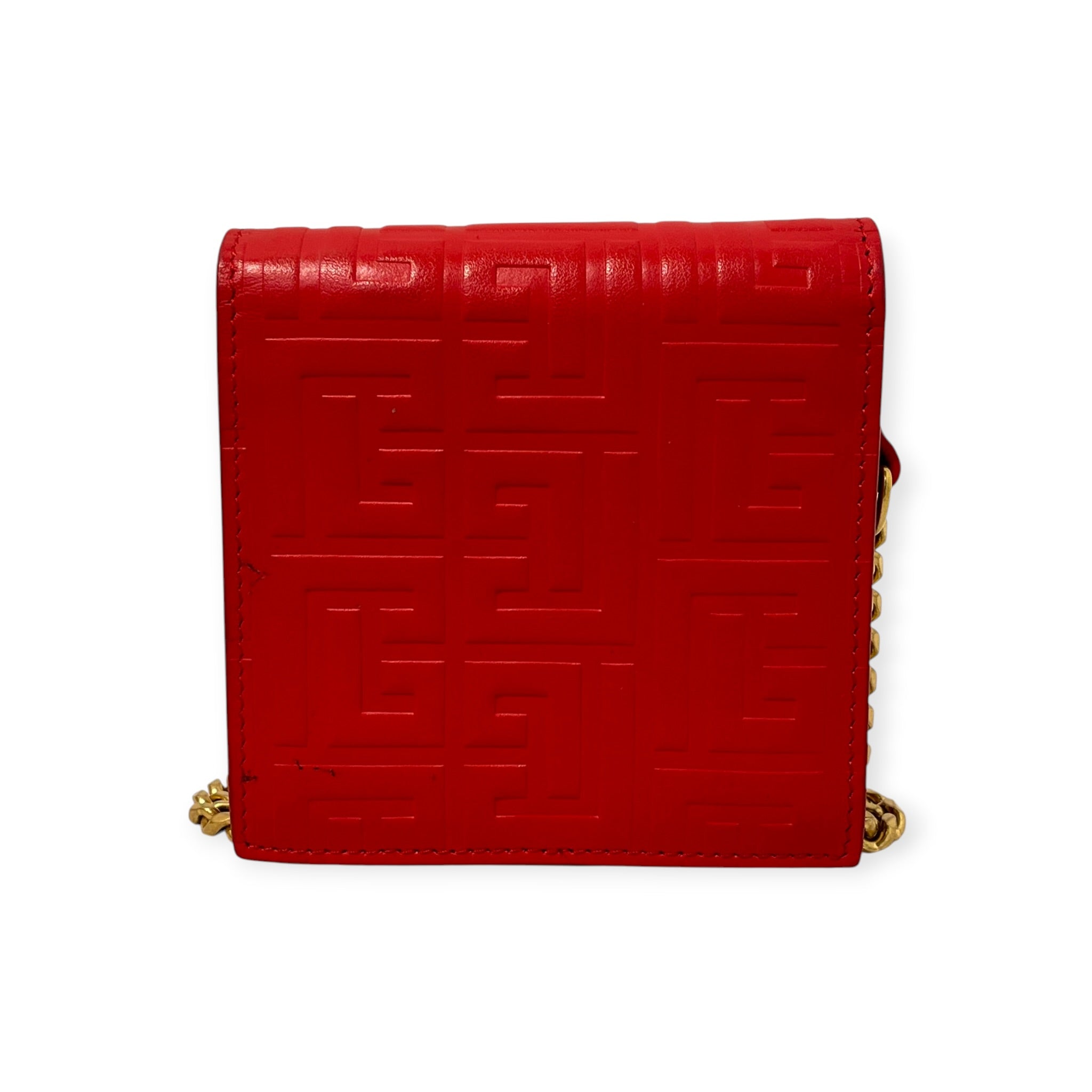 BALMAIN/Cross Body Bag/Leather/RED/SQUARE CARD HOLDER W/ CHAIN view 2