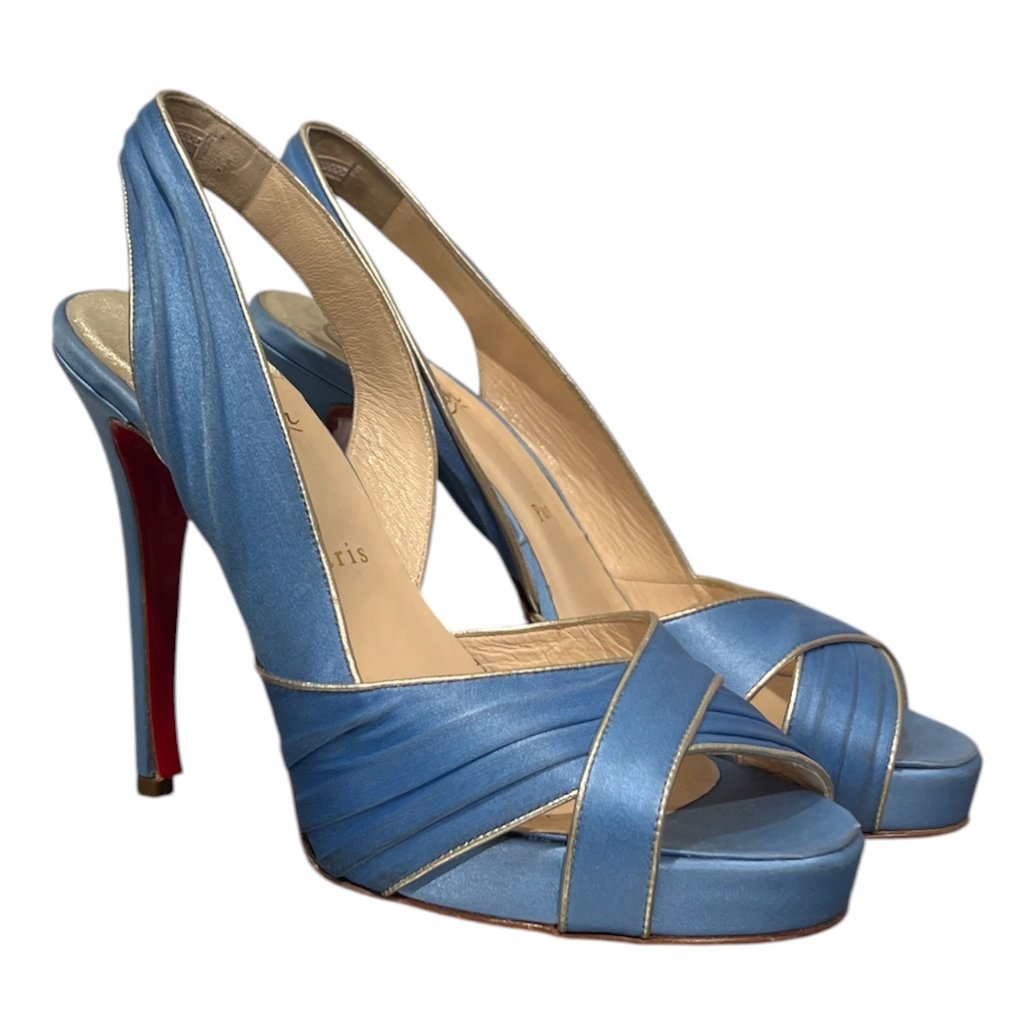 Christian Louboutin/Heels/EU 40/Silk/BLU/Ankle Strap/BL407 crepe slingback pump view 1
