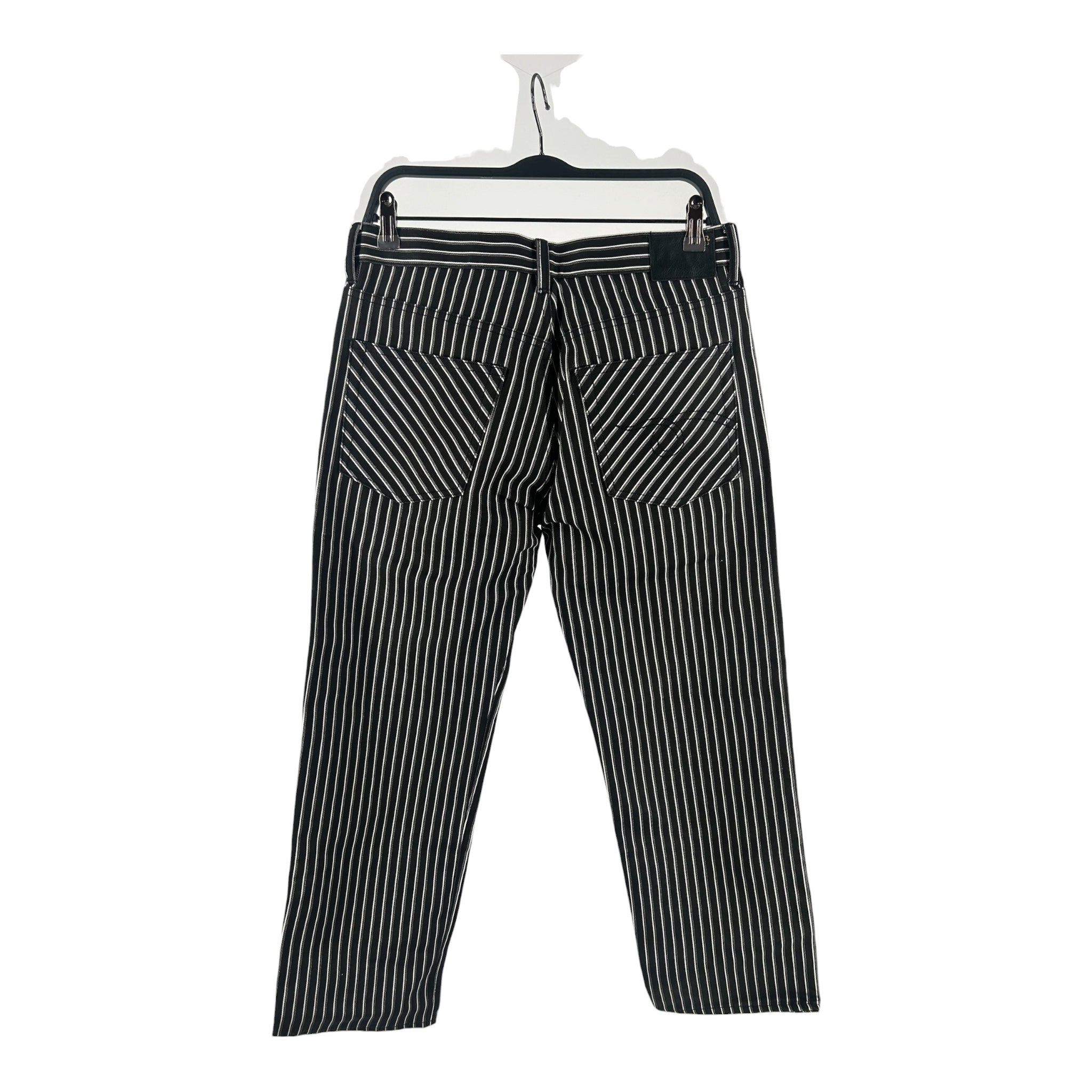 R13/Straight Pants/27/Stripe/Cotton/BLK/High-waisted/x-bf jean striped lil cropped view 2
