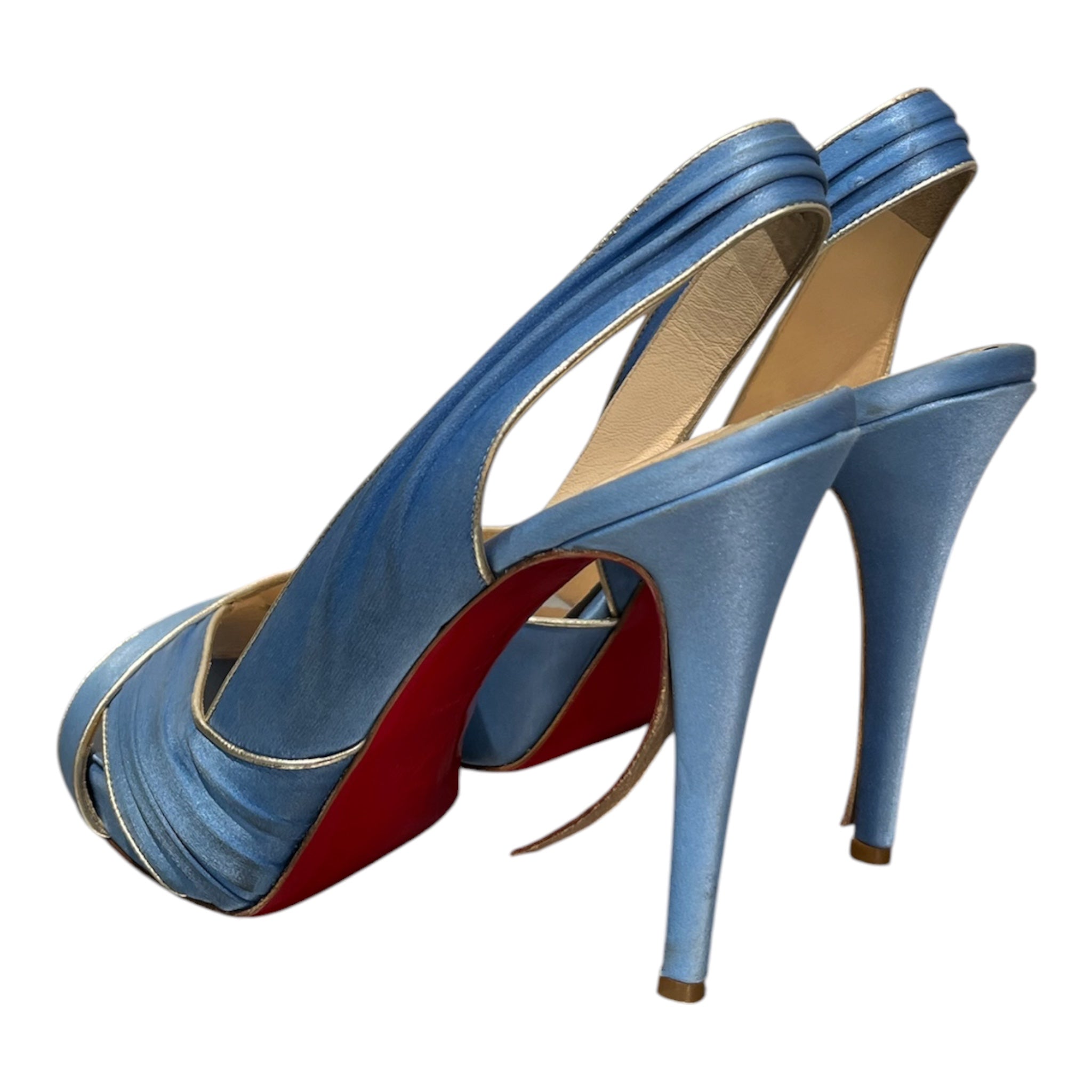 Christian Louboutin/Heels/EU 40/Silk/BLU/Ankle Strap/BL407 crepe slingback pump view 2