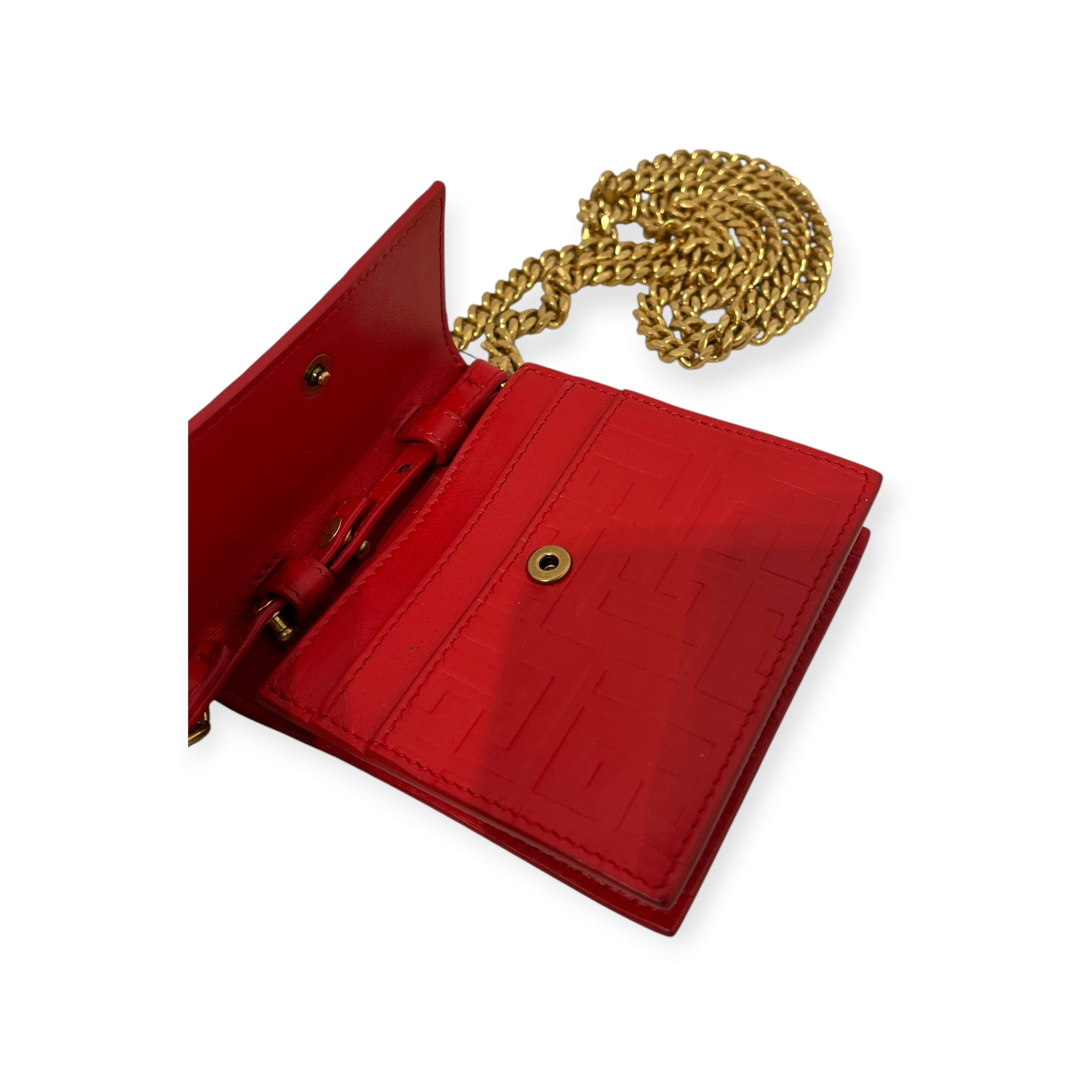 BALMAIN/Cross Body Bag/Leather/RED/SQUARE CARD HOLDER W/ CHAIN view 4
