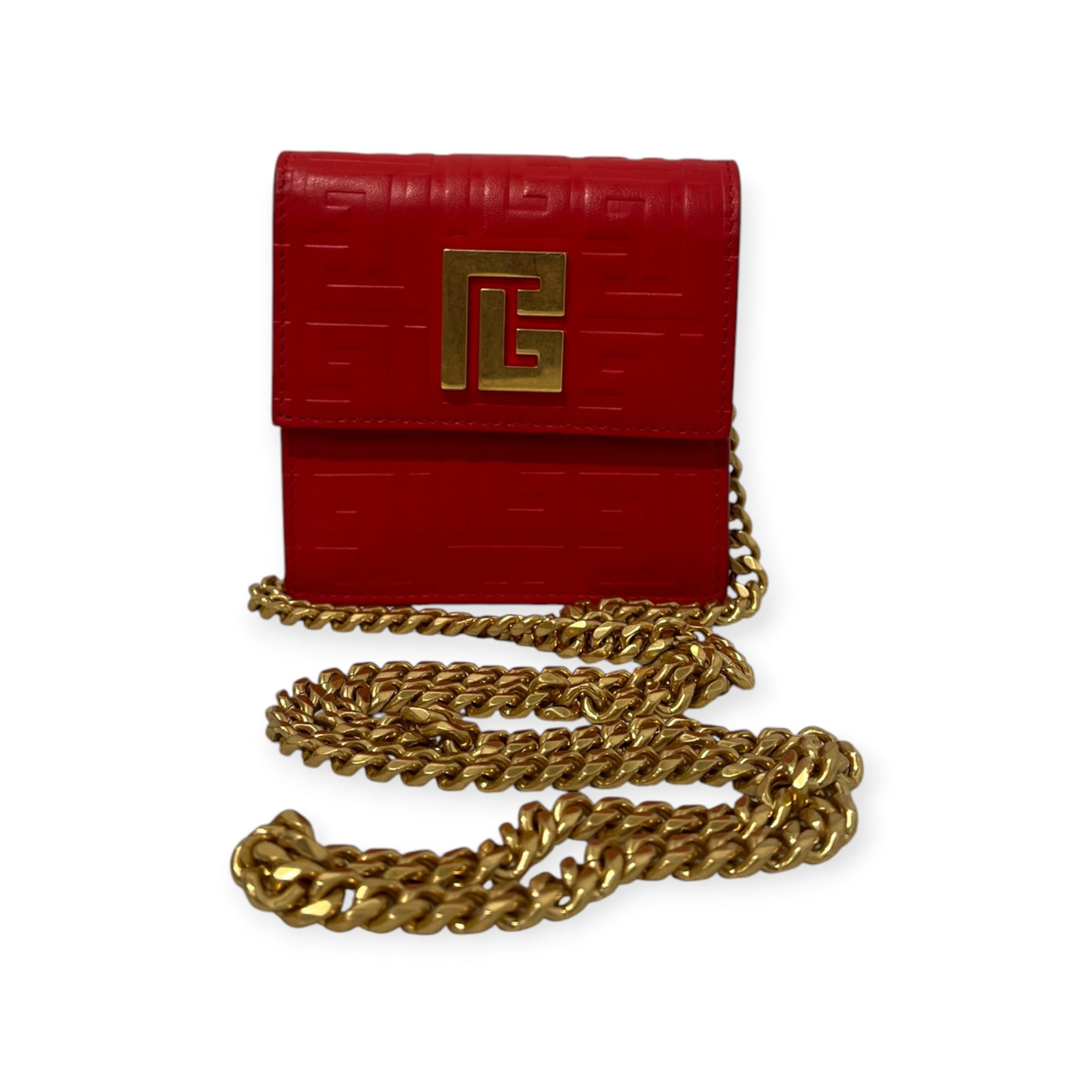 BALMAIN/Cross Body Bag/Leather/RED/SQUARE CARD HOLDER W/ CHAIN view 5