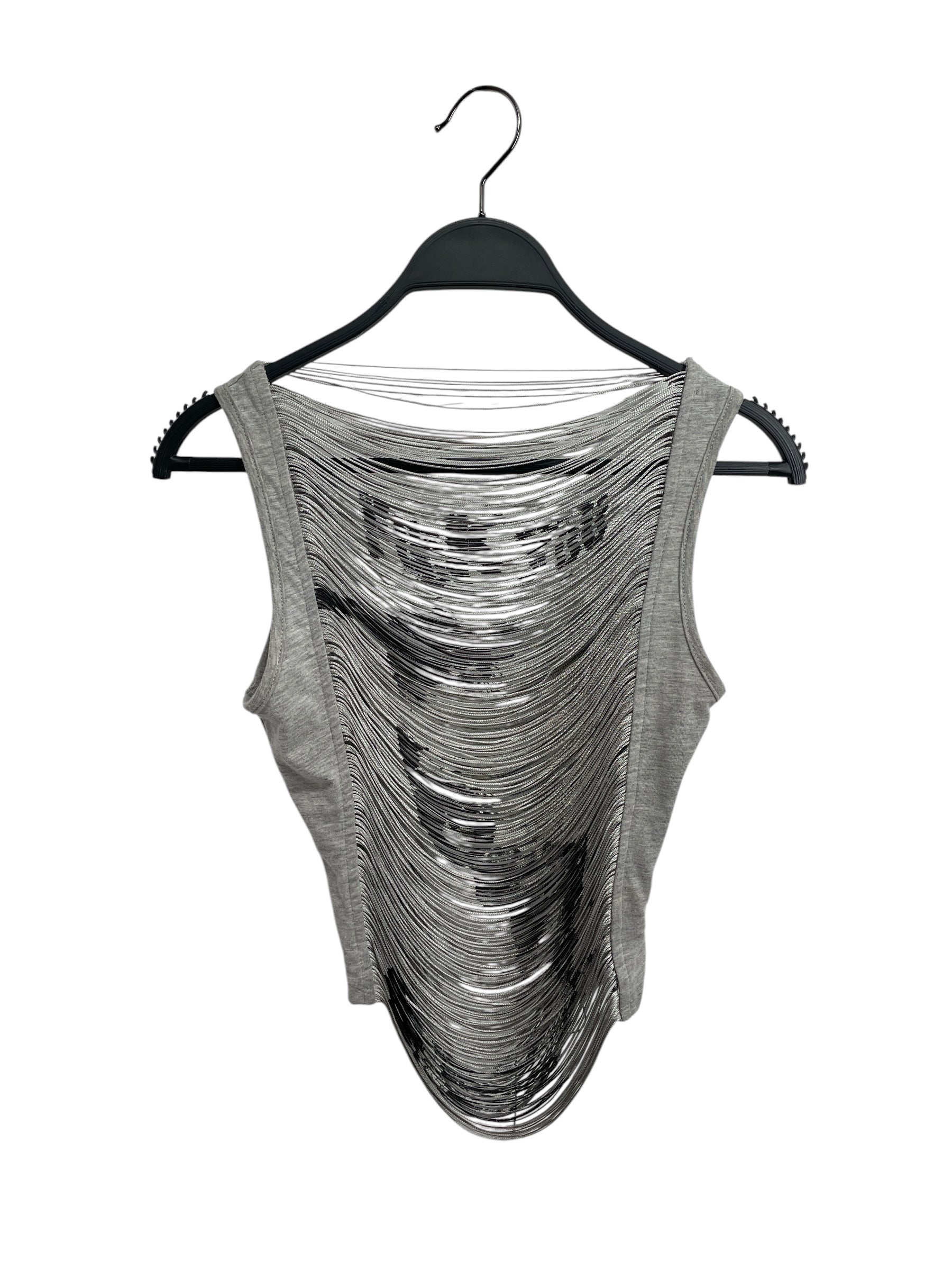 JADED LONDON/Shirt/XS/Cotton/GRY/NO SLEEVE/STRING FNT&BK view 1