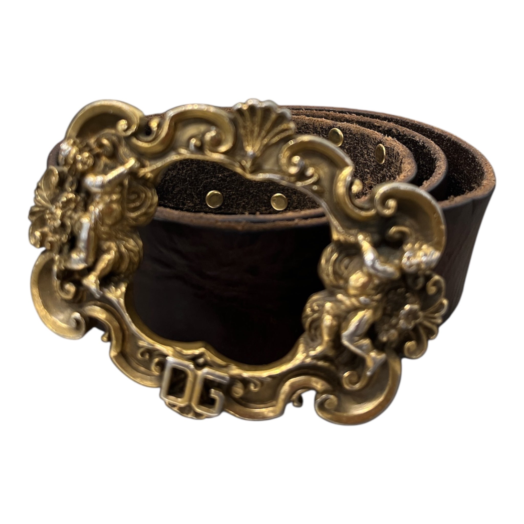 DOLCE&GABBANA/Belt/Leather/BRW/GOLD ANGEL BELT BUCKLE view 1