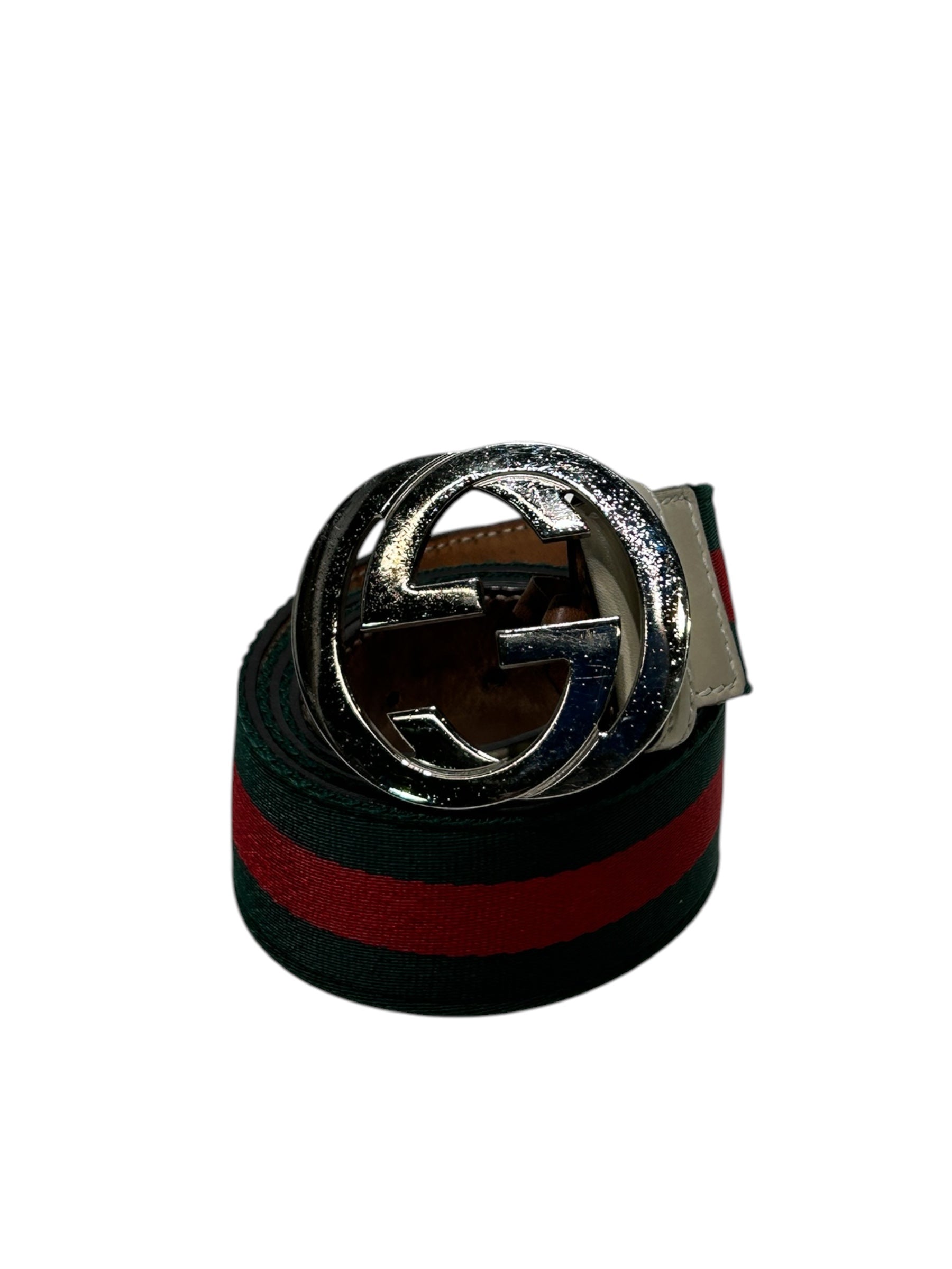 GUCCI/Belt/Stripe/MLT/slv gg stripe belt view 1
