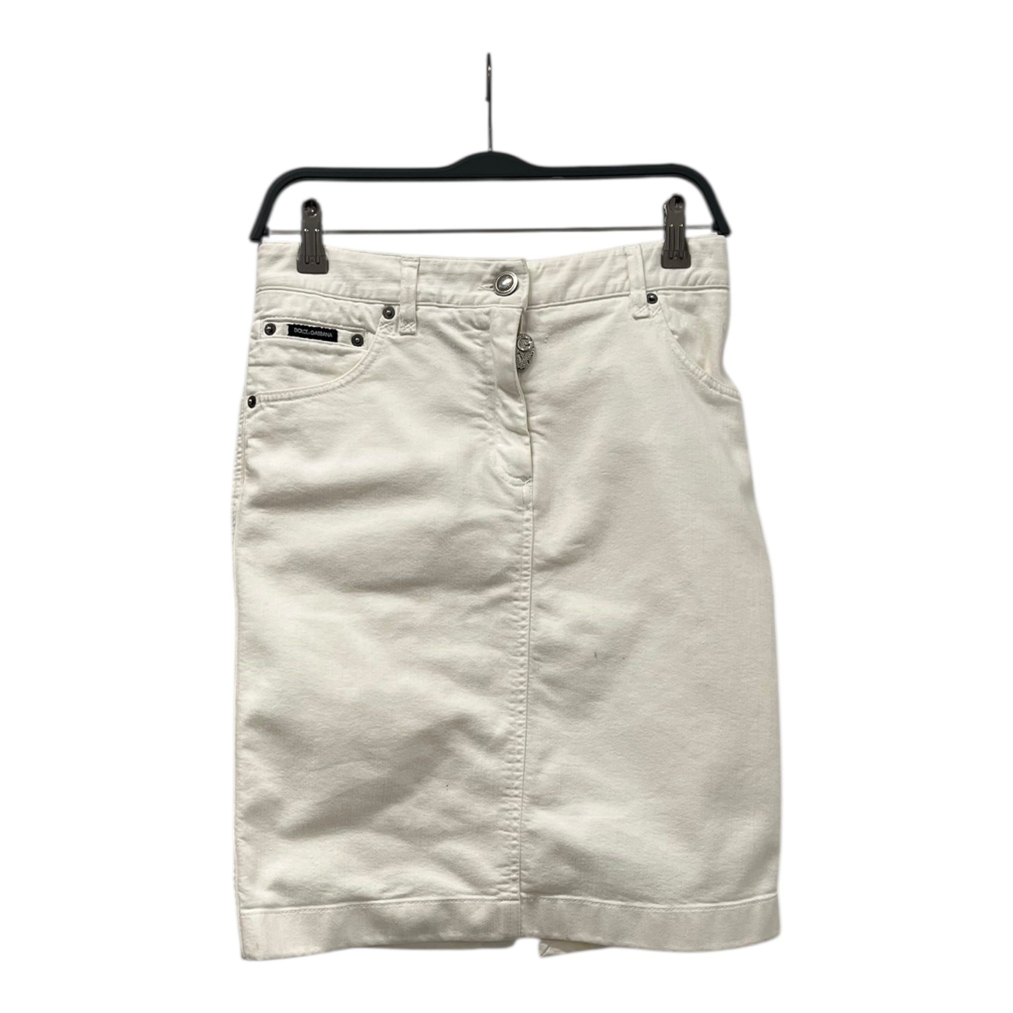 DOLCE&GABBANA/Skirt/40/Cotton/WHT/SKIRT W/ HEART PULL ZIPPER view 1