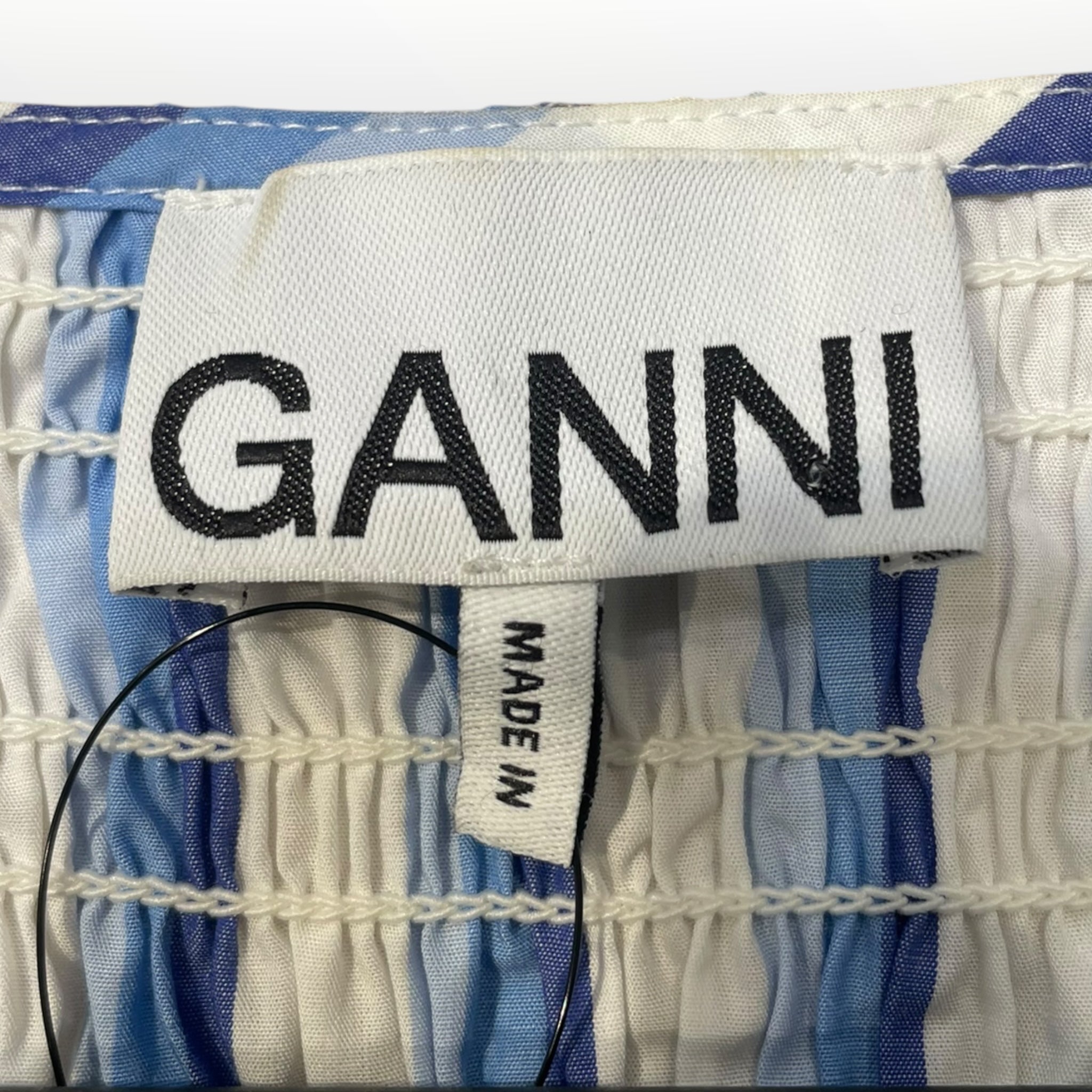 GANNI/LS Dress/36/Stripe/Cotton/BLU/Maxi Length/white and blue stripes view 3