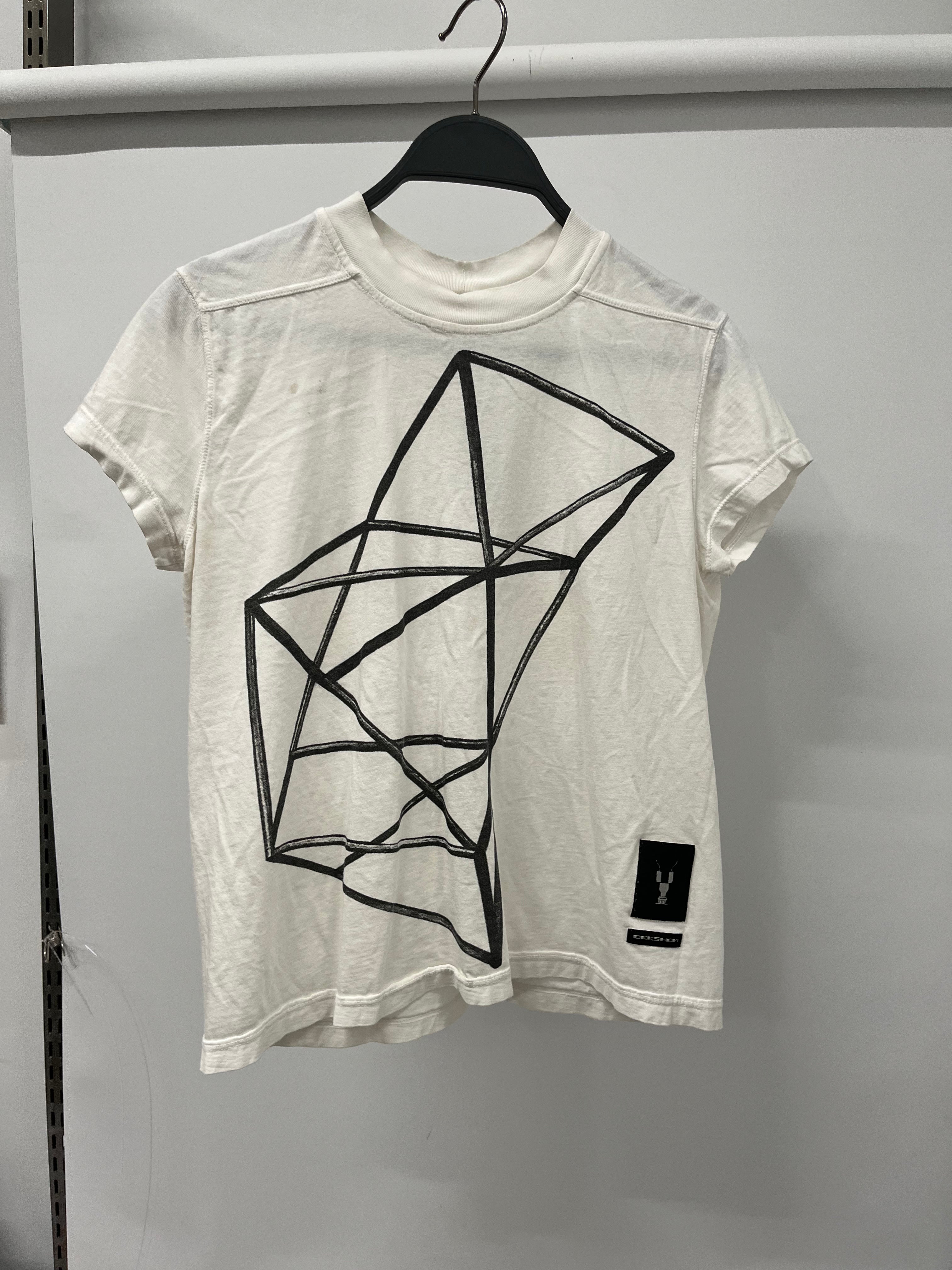 RICK OWENS DRKSHDW/T-Shirt/S/Cotton/WHT/GEOMETRIC SHAPE T-SHIRT view 1