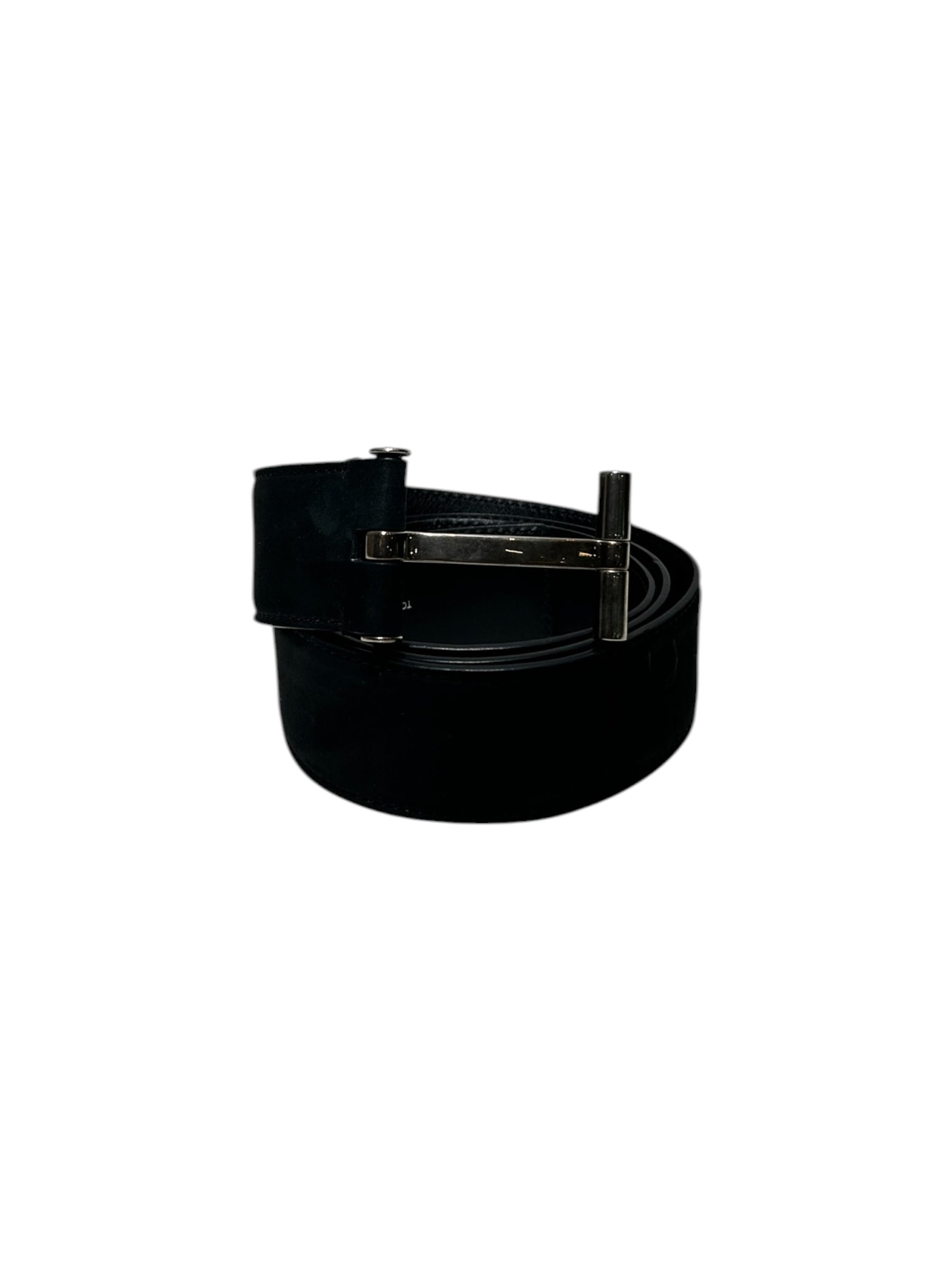 TOM FORD/Belt/Suede/BLK/SUEDE SILVER T BUCKLE view 1