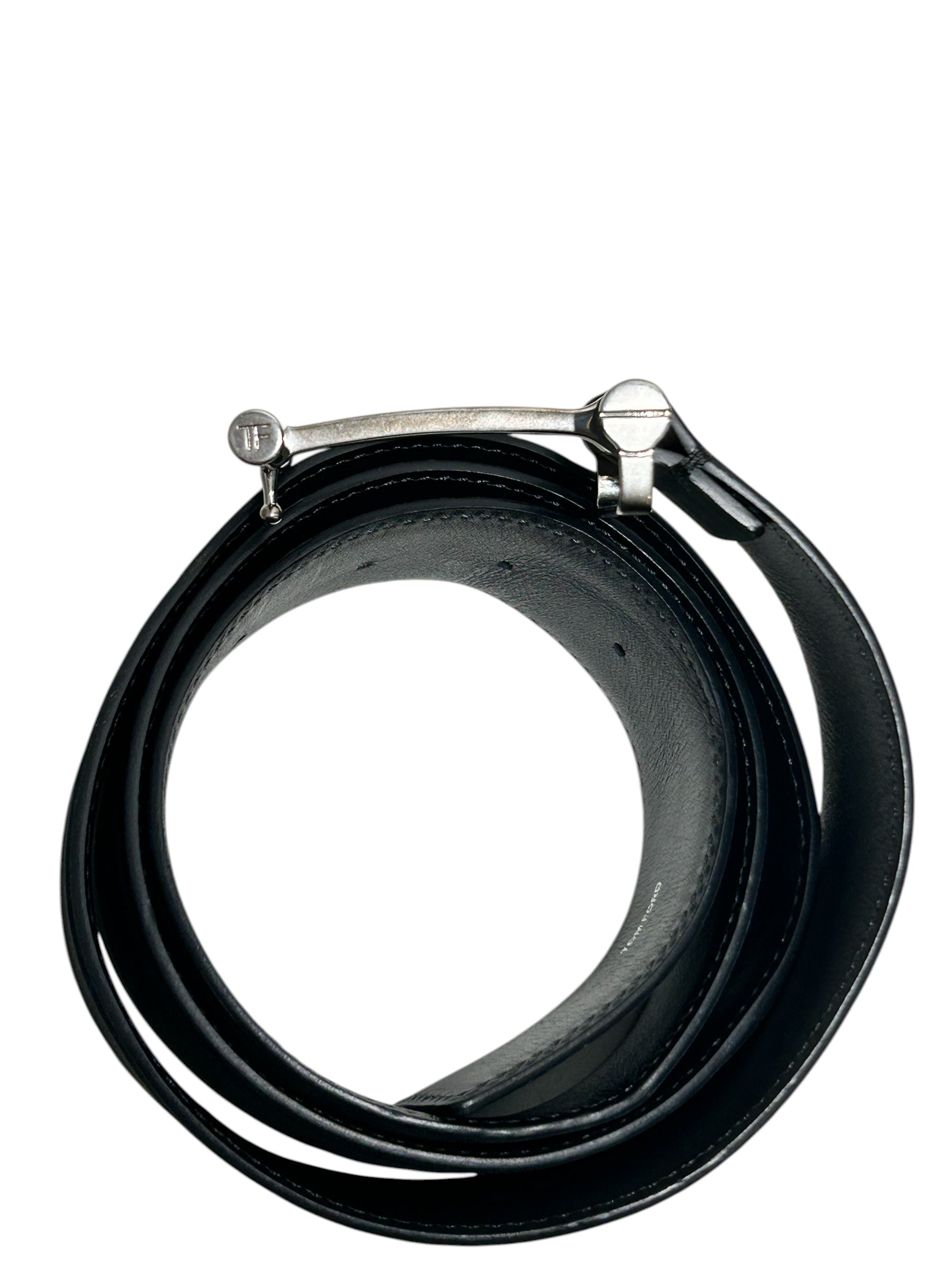 TOM FORD/Belt/Suede/BLK/SUEDE SILVER T BUCKLE view 3