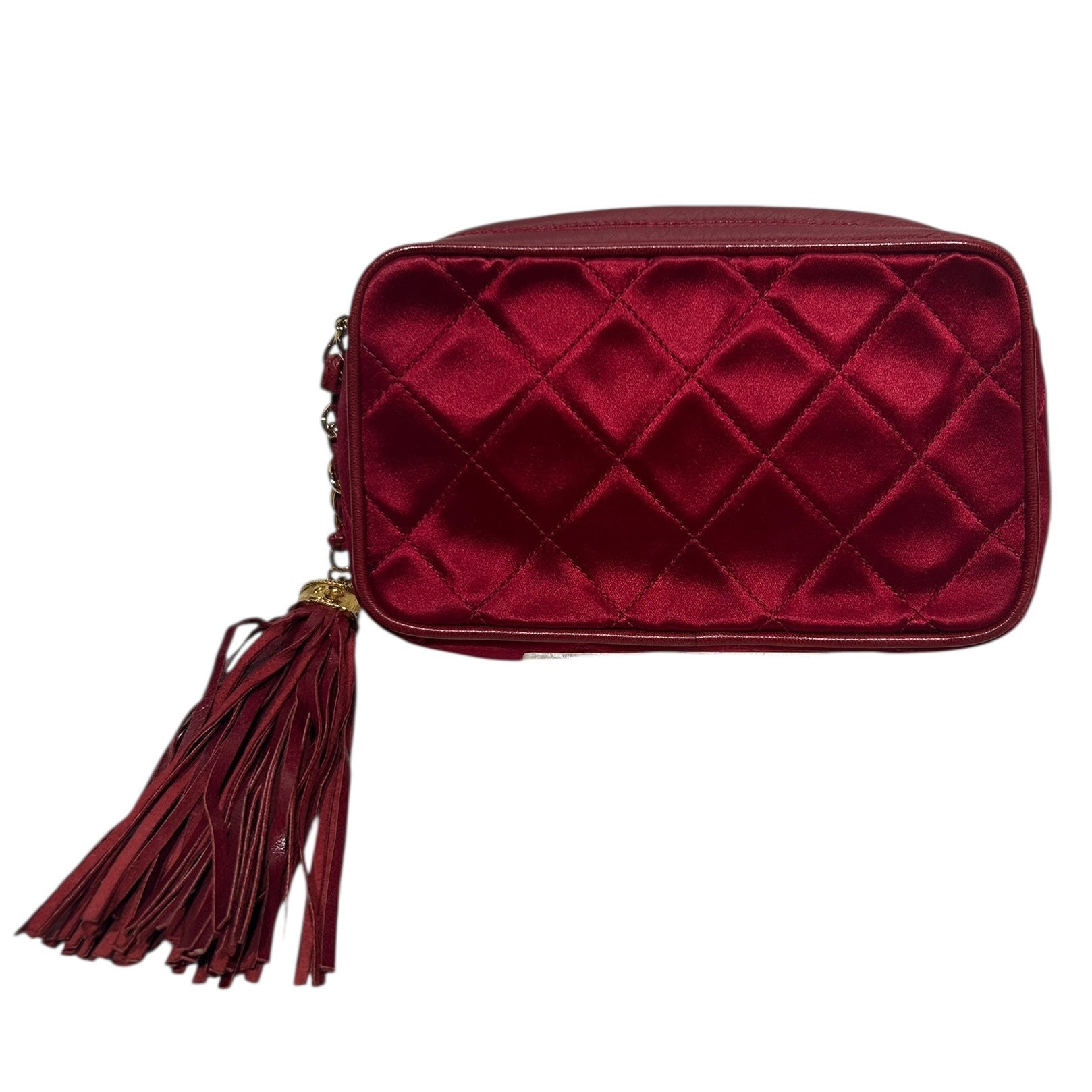 CHANEL/Vintage/Clutch Bag/RED/Mini Satin Camera view 2