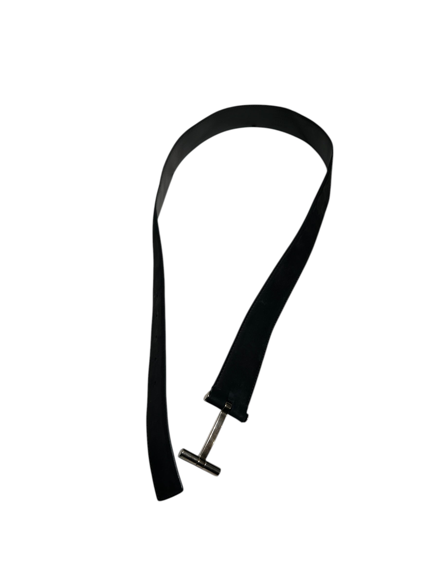 TOM FORD/Belt/Suede/BLK/SUEDE SILVER T BUCKLE view 2