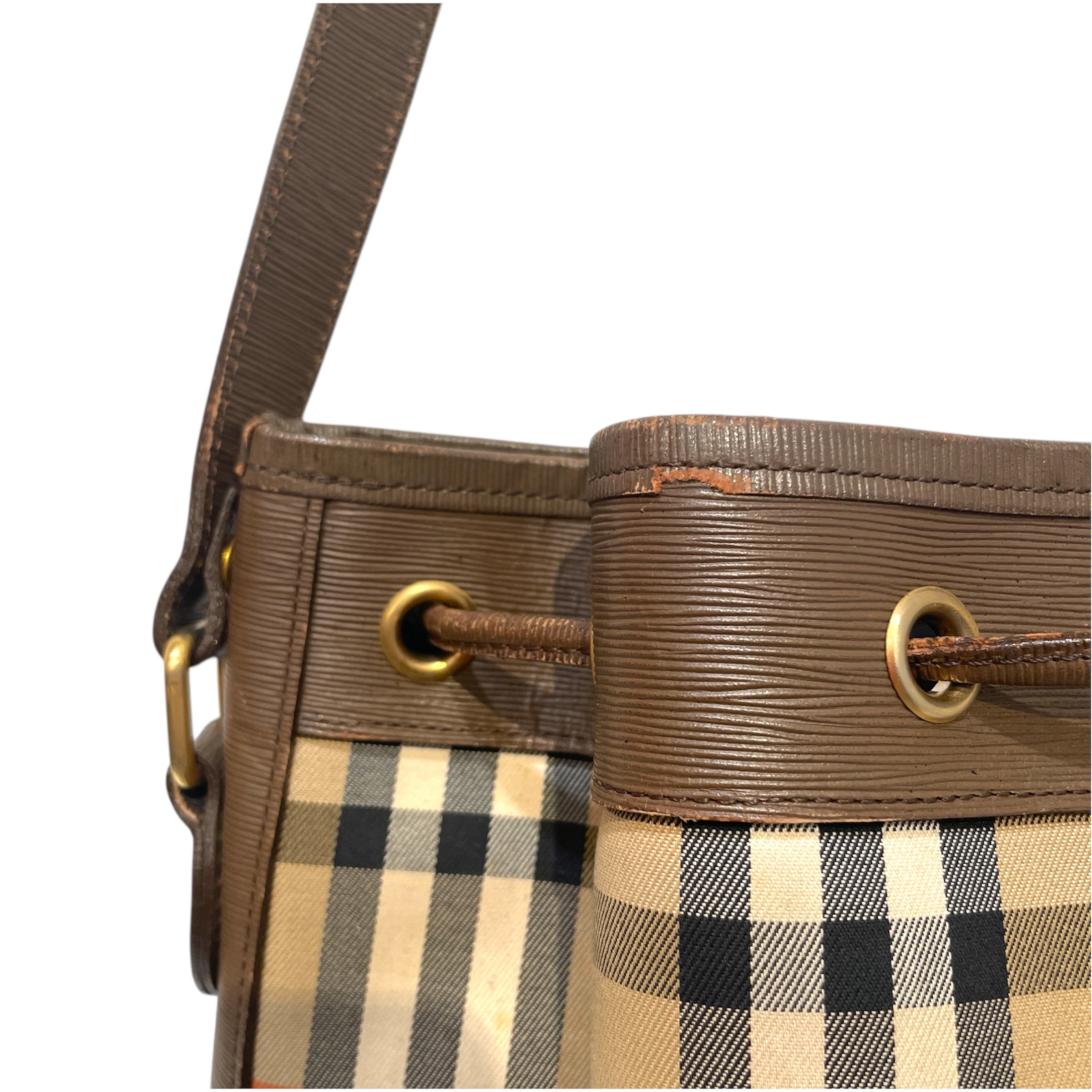 BURBERRY/Cross Body Bag/Stripe/Leather/BRW/Nova Check Bucket Bag view 4