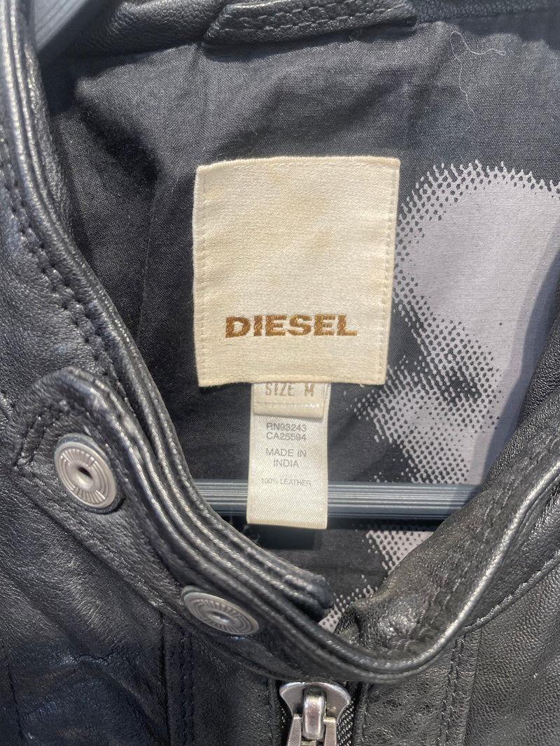 DIESEL/Leather Jkt/M/Leather/BLK/ZIPPERS
