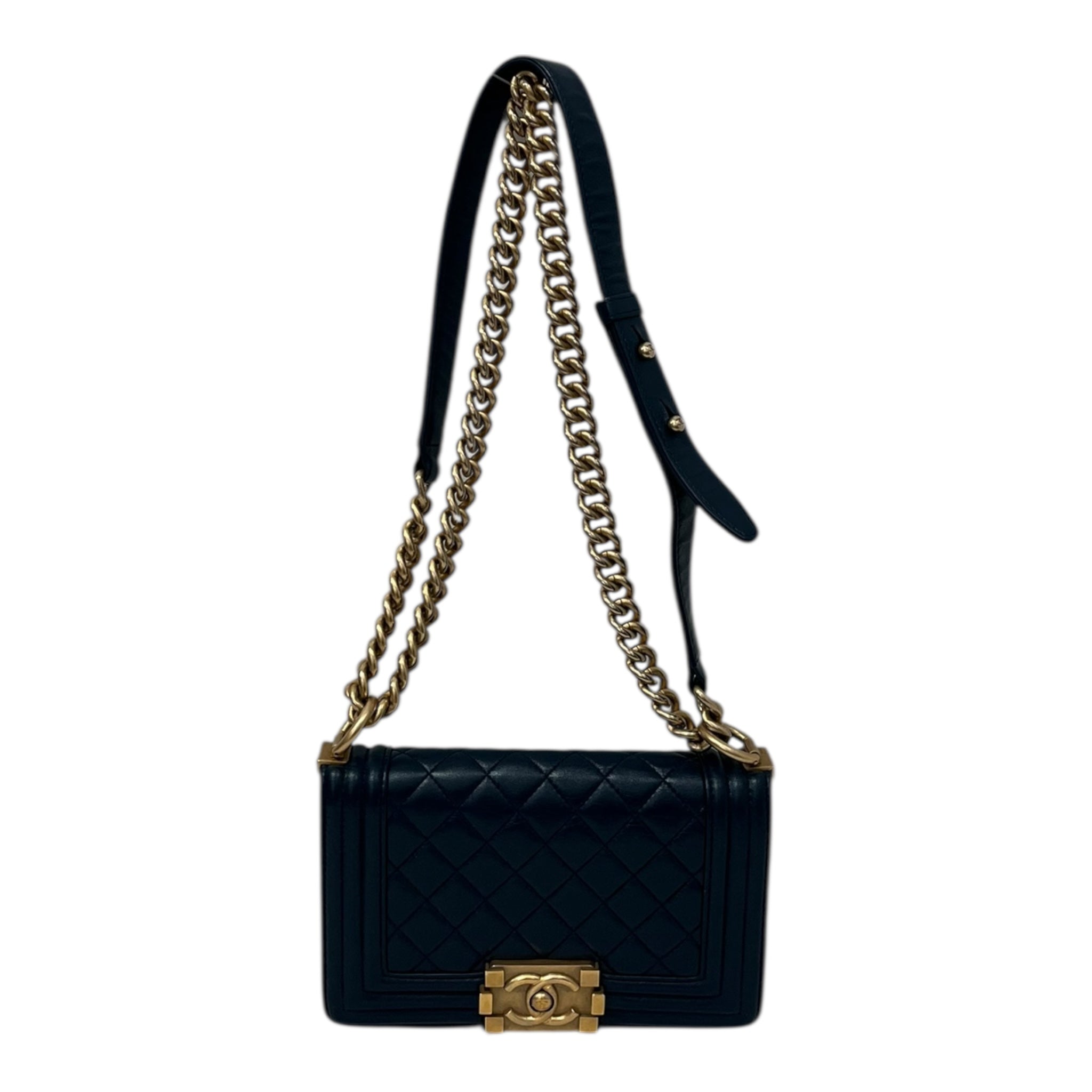 CHANEL/Cross Body Bag/Leather/NVY/QUILTED BOY BAG SMALL 24716910 view 1