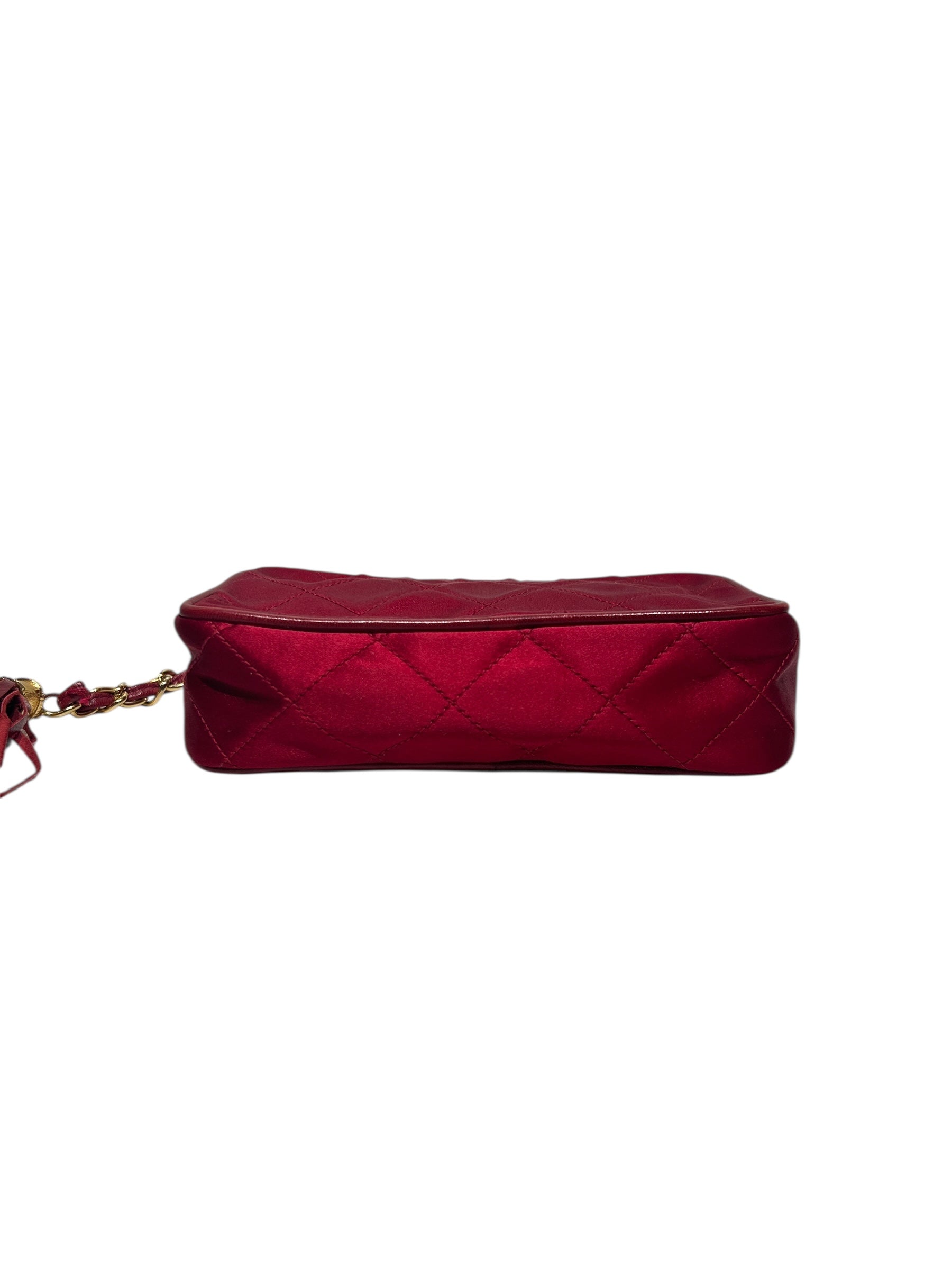 CHANEL/Vintage/Clutch Bag/RED/Mini Satin Camera view 5