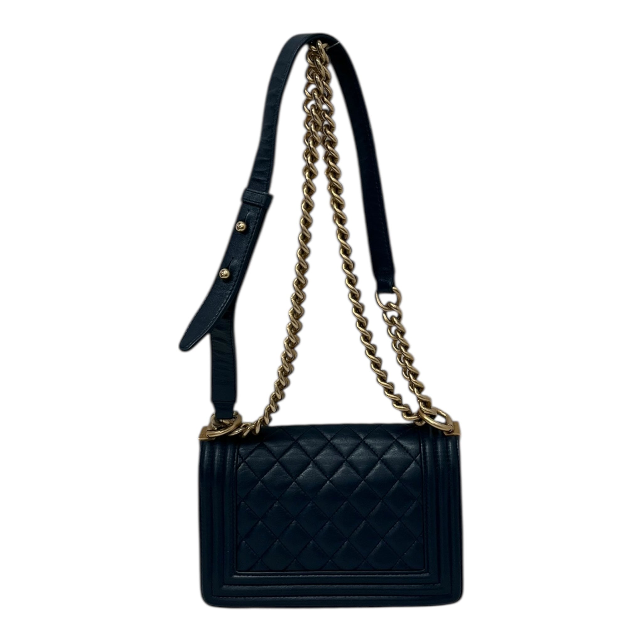 CHANEL/Cross Body Bag/Leather/NVY/QUILTED BOY BAG SMALL 24716910 view 2