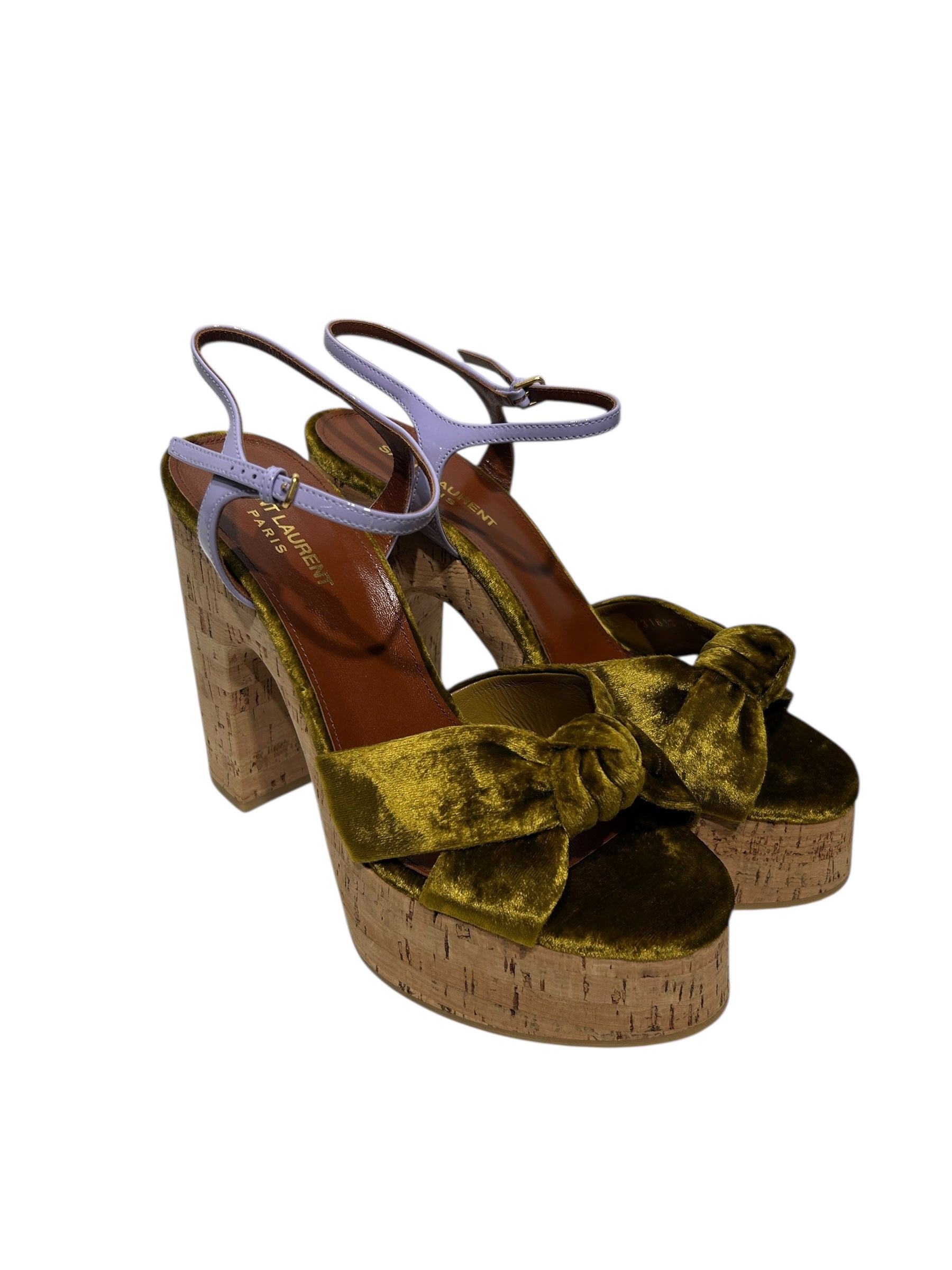SAINT LAURENT/Heels/US 8.5/GRN/Bianca Knotted Strap Heel view 1