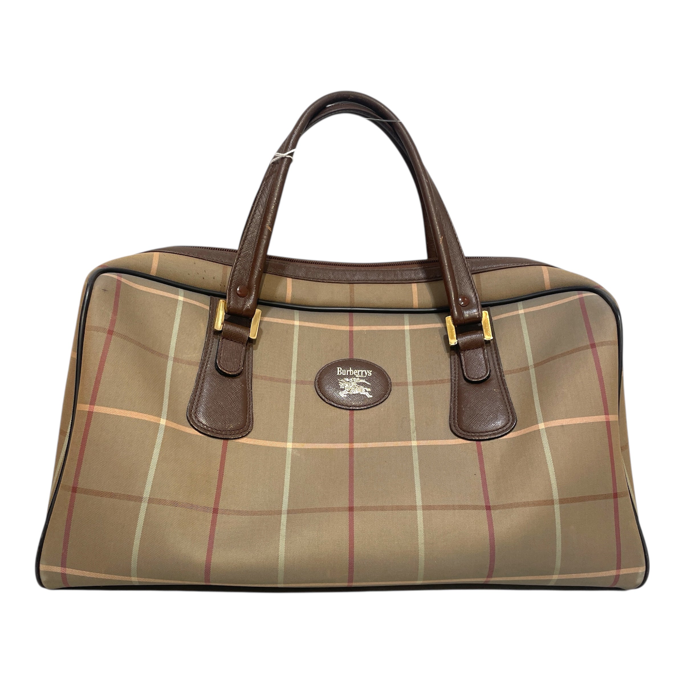 BURBERRYS/Luggage/Stripe/Leather/GRN/Check Boston Bag view 1