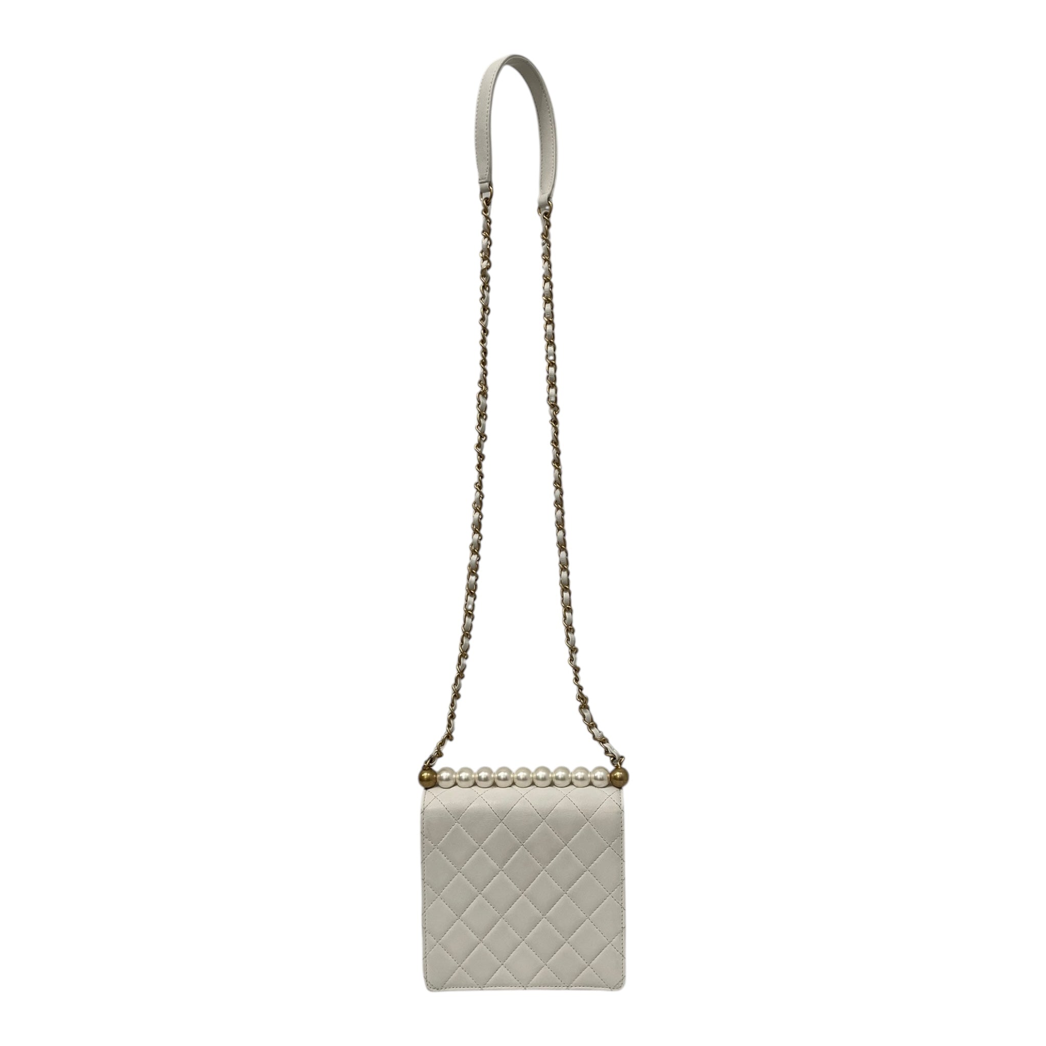 CHANEL/Cross Body Bag/Leather/WHT/PEARLS FLAP 27826783 view 2