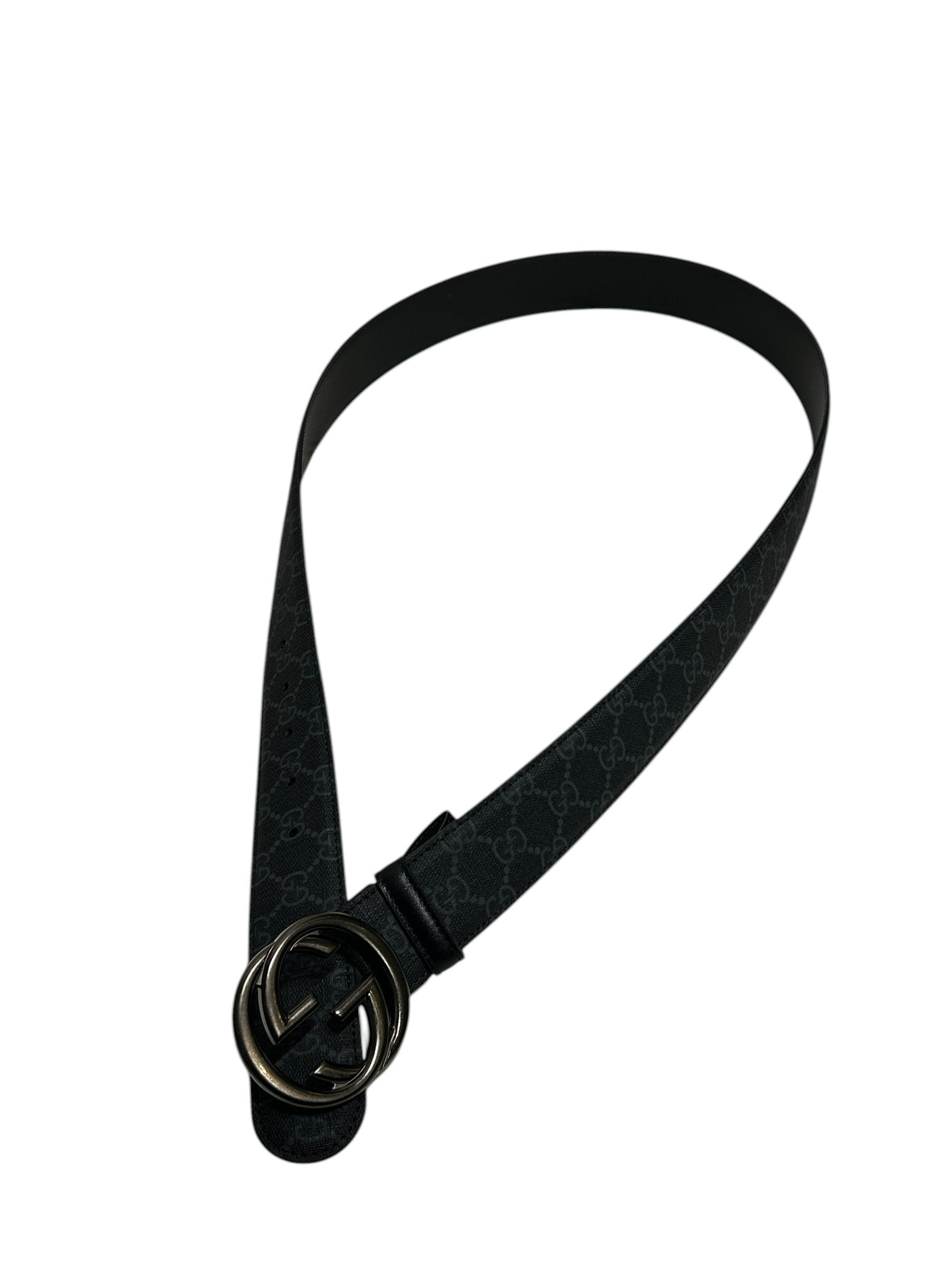 GUCCI/Belt/Monogram/Leather/BLK/silver gg belt view 2