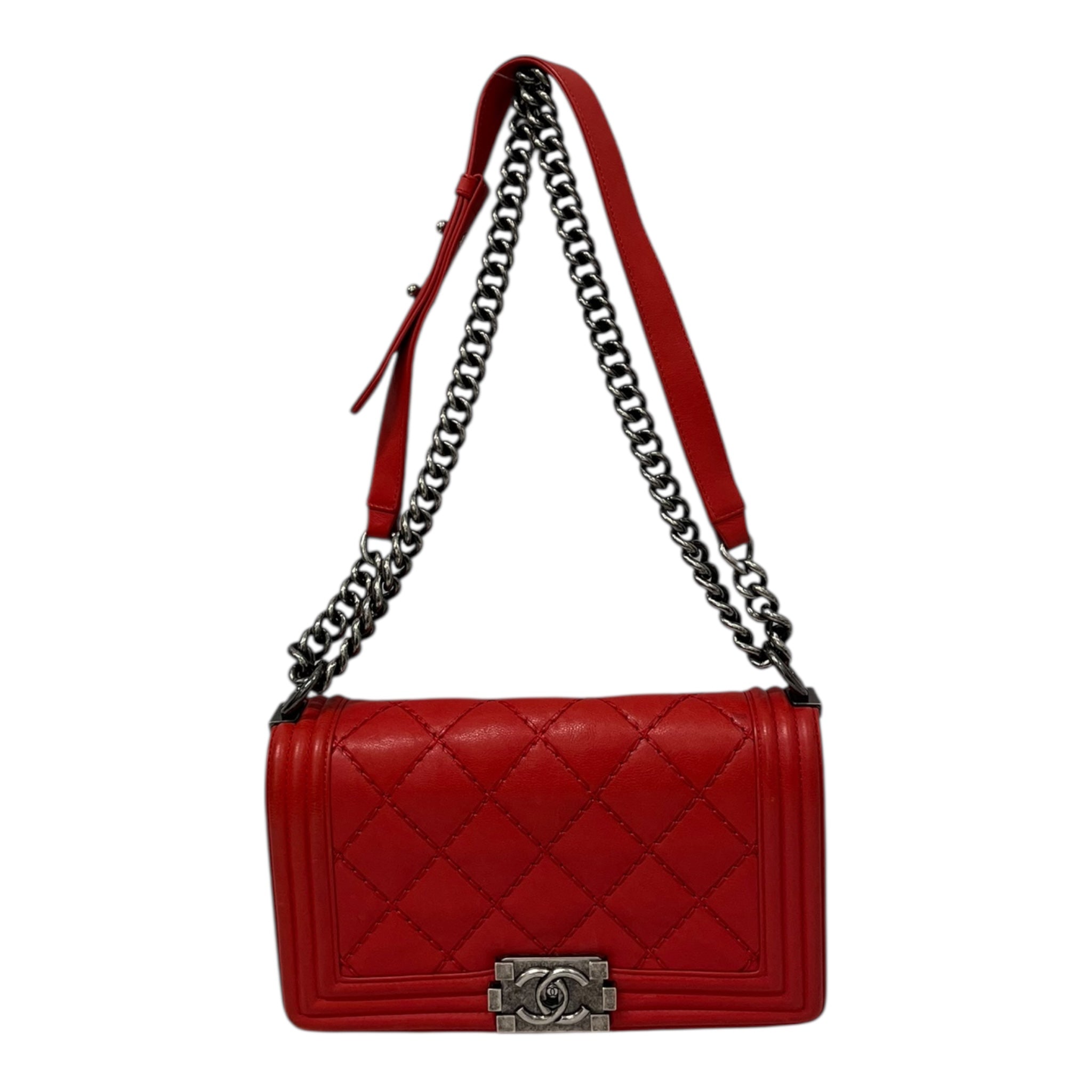 CHANEL/Bag/Leather/RED/BOY BAG QUILTED 18886623 view 2