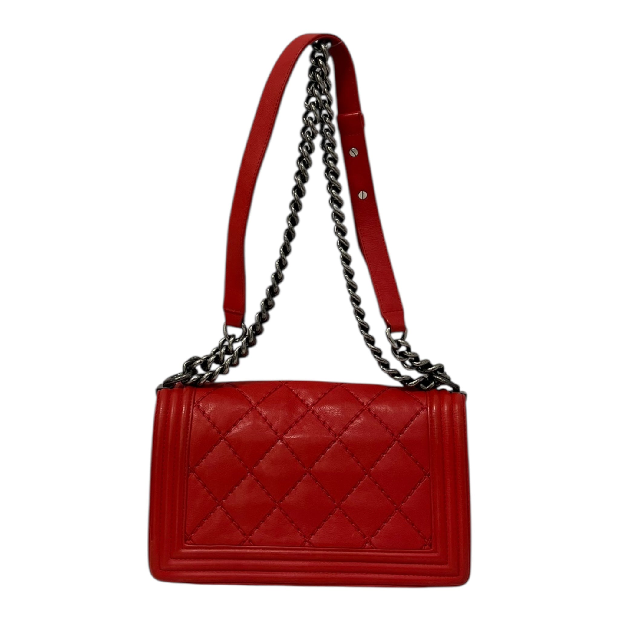 CHANEL/Bag/Leather/RED/BOY BAG QUILTED 18886623 view 1