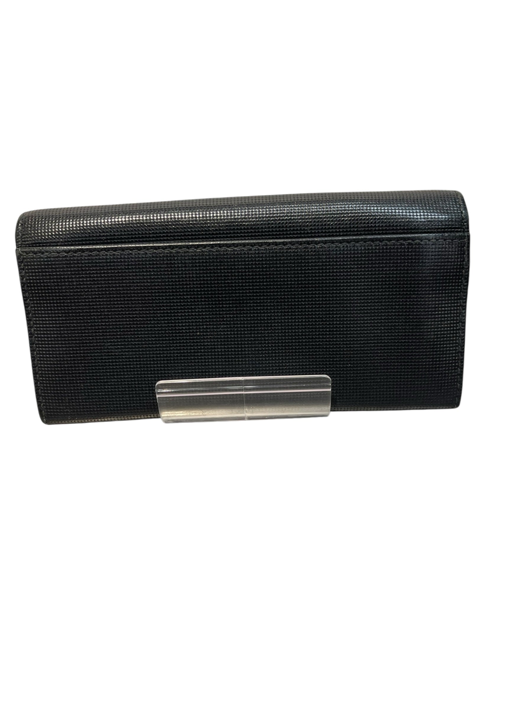 GUCCI/Long Wallet/Leather/BLK/L's/metal square, brkn button view 2