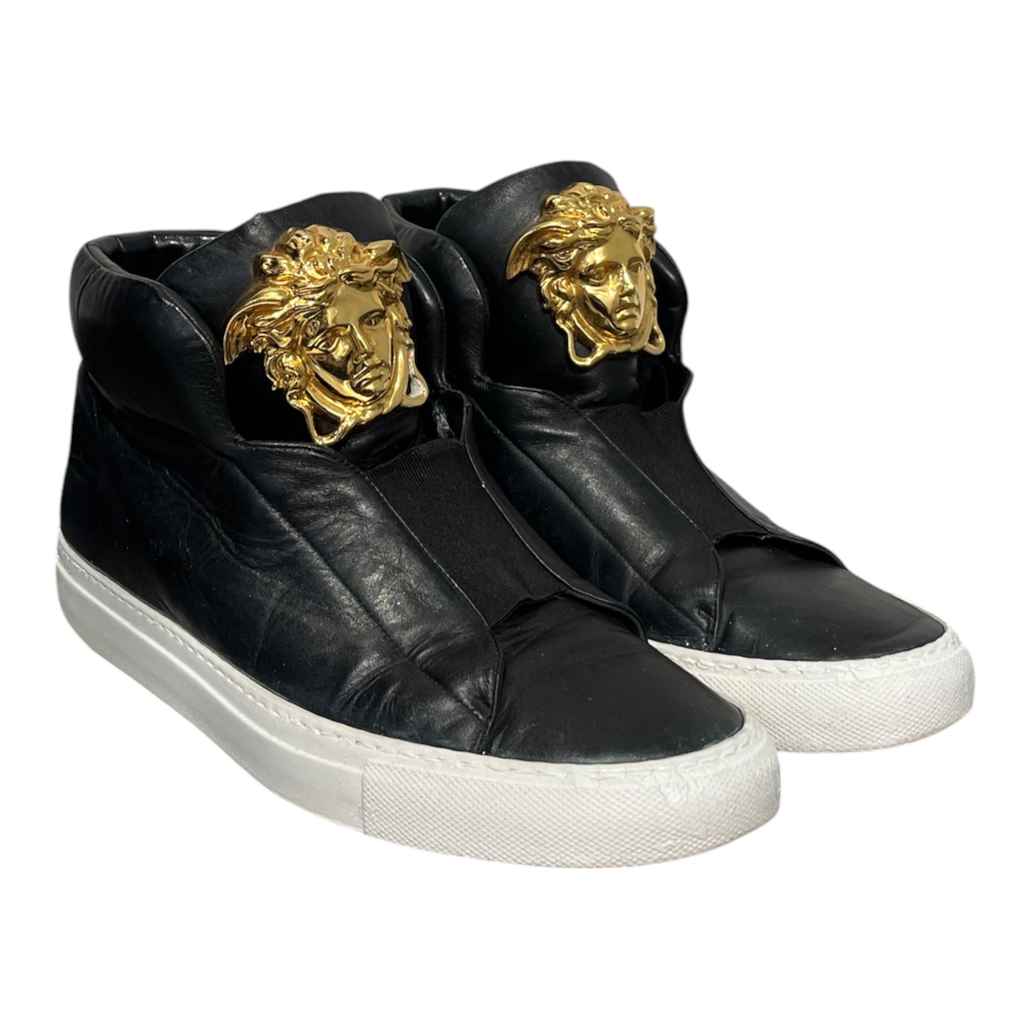 VERSACE JEANS COUTURE/Hi-Sneakers/US 8/Leather/BLK/U-Tip/palazzo medusa high top view 1