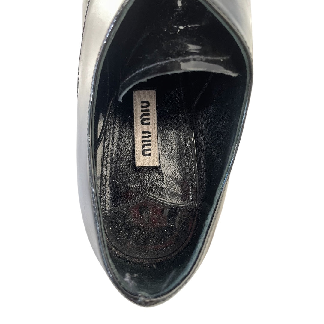 MIU MIU/Flat Shoes/EU 37.5/Leather/BLK/Black Leather Derby view 3