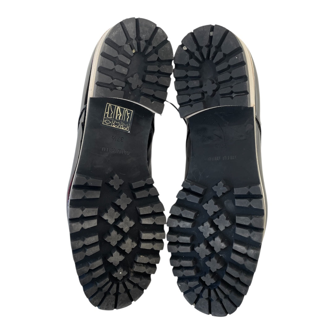 MIU MIU/Flat Shoes/EU 37.5/Leather/BLK/Black Leather Derby view 4