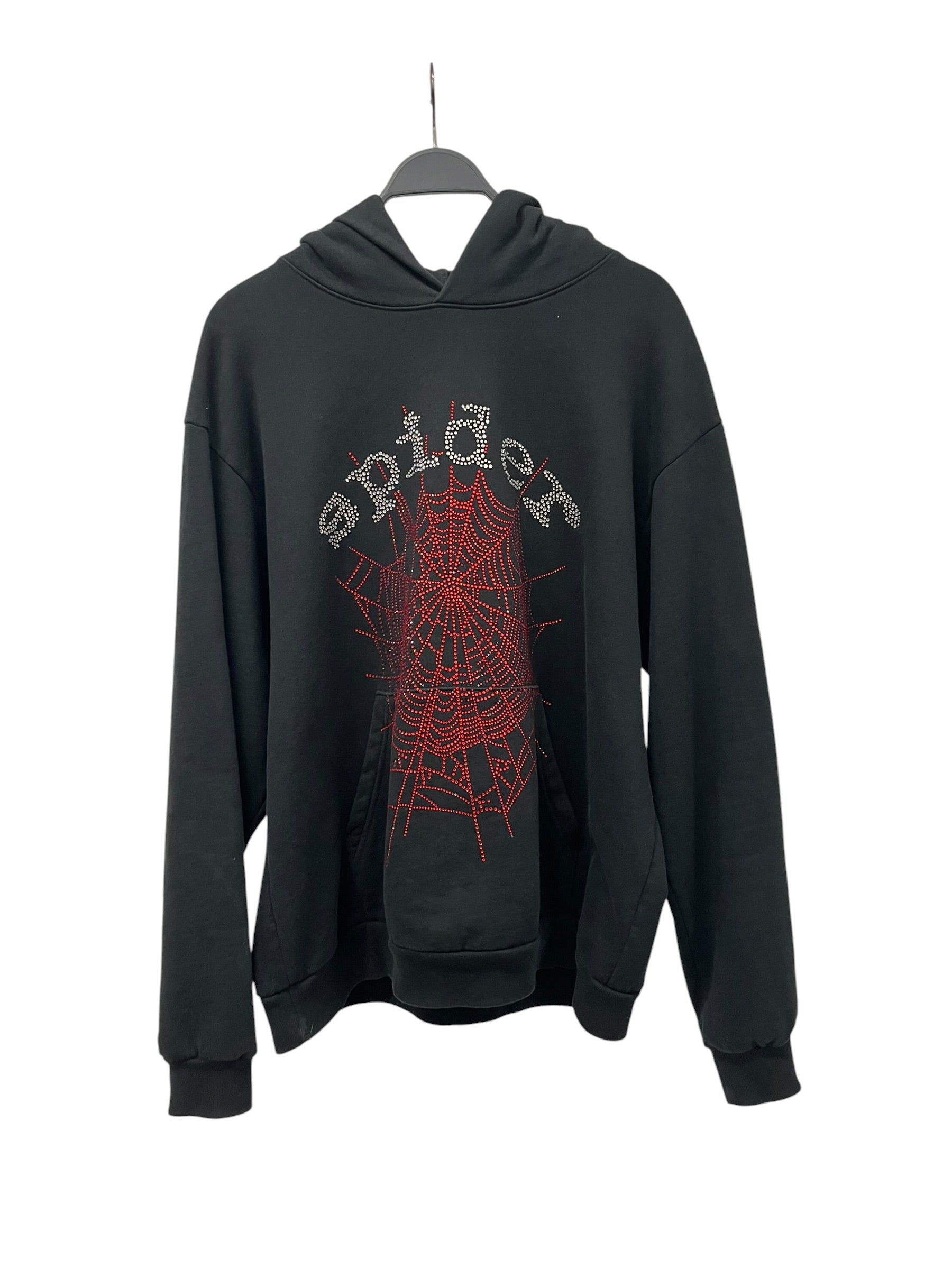 Sp5der/Hoodie/L/Cotton/BLK/BEDAZZLED RED WEB view 1