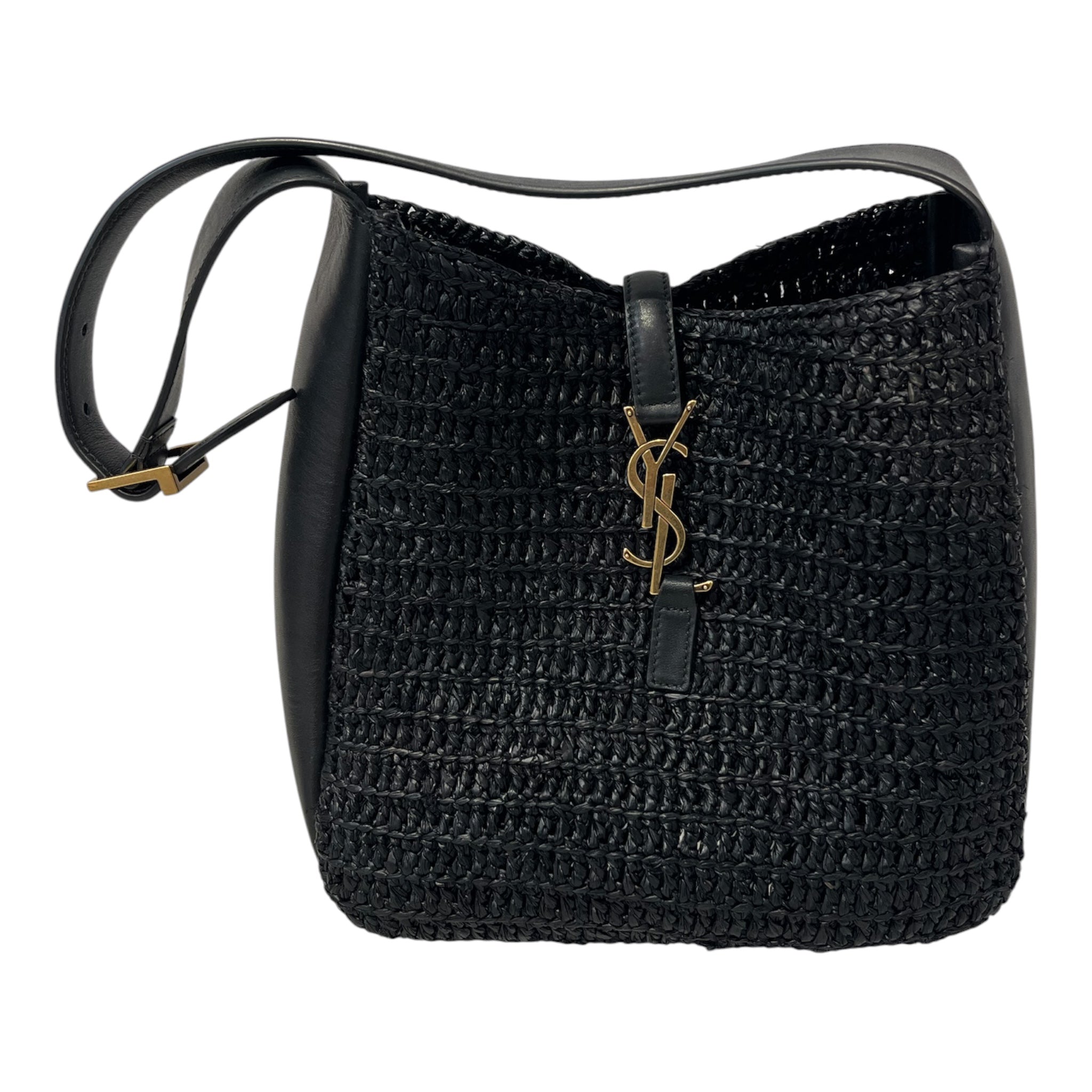 SAINT LAURENT/Hand Bag/Leather/BLK/PMR832 LE 5 A 7 RAFFIA HOBO view 3