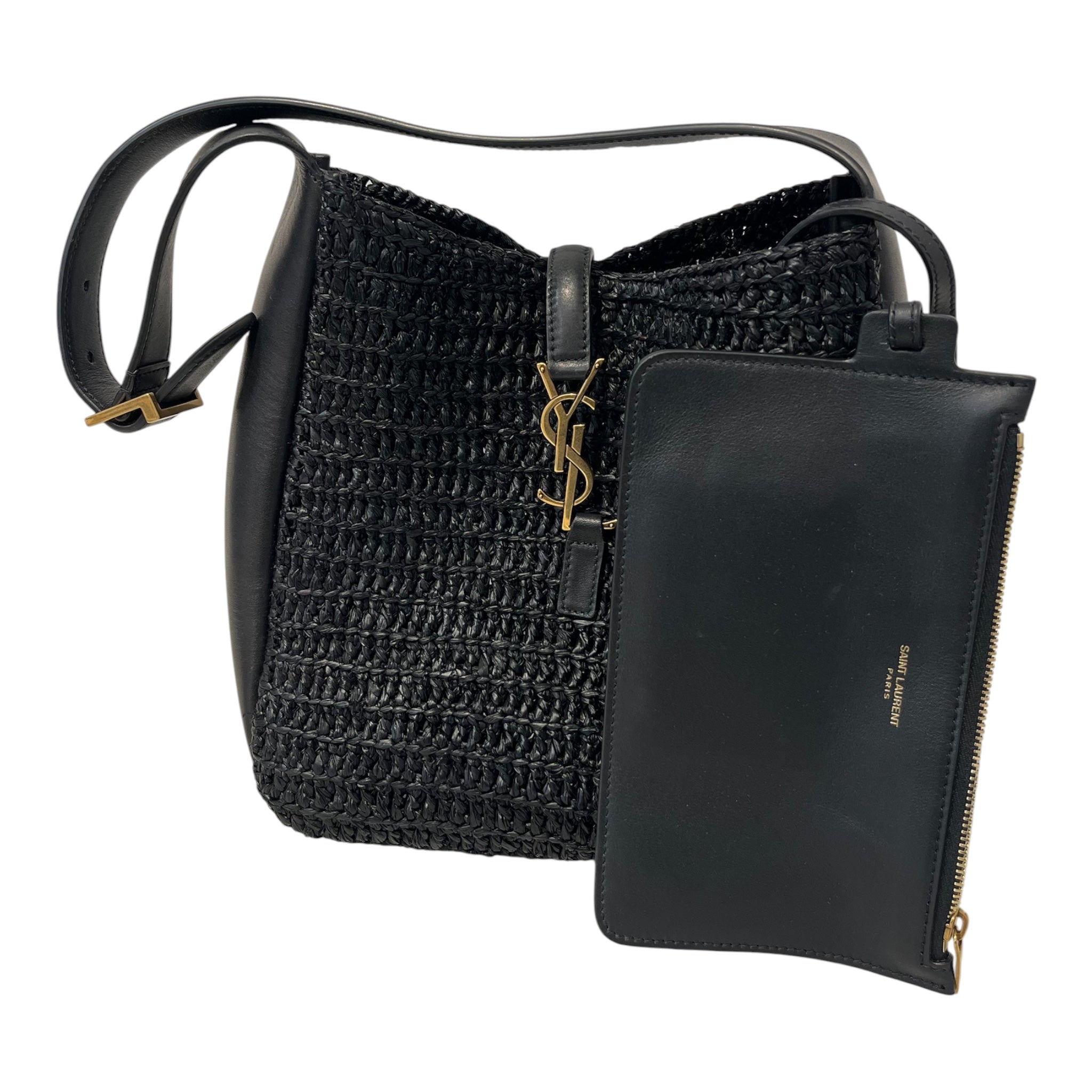 SAINT LAURENT/Hand Bag/Leather/BLK/PMR832 LE 5 A 7 RAFFIA HOBO view 5