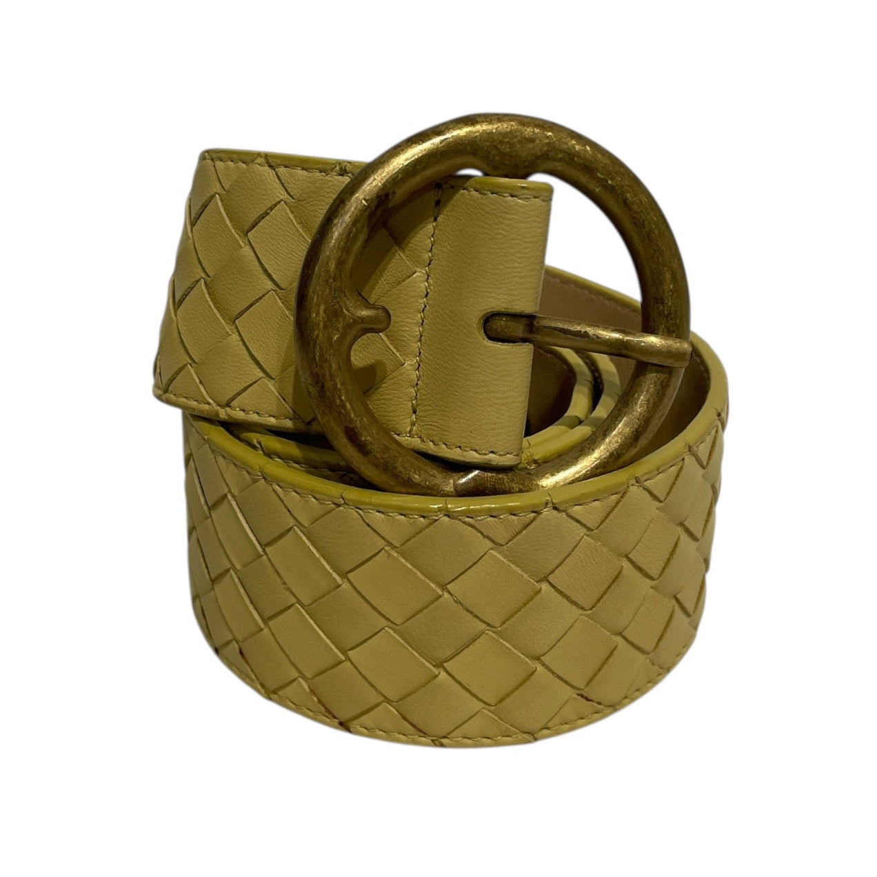 BOTTEGA VENETA/Belt/Plaid/Leather/YEL/WEAVE view 1