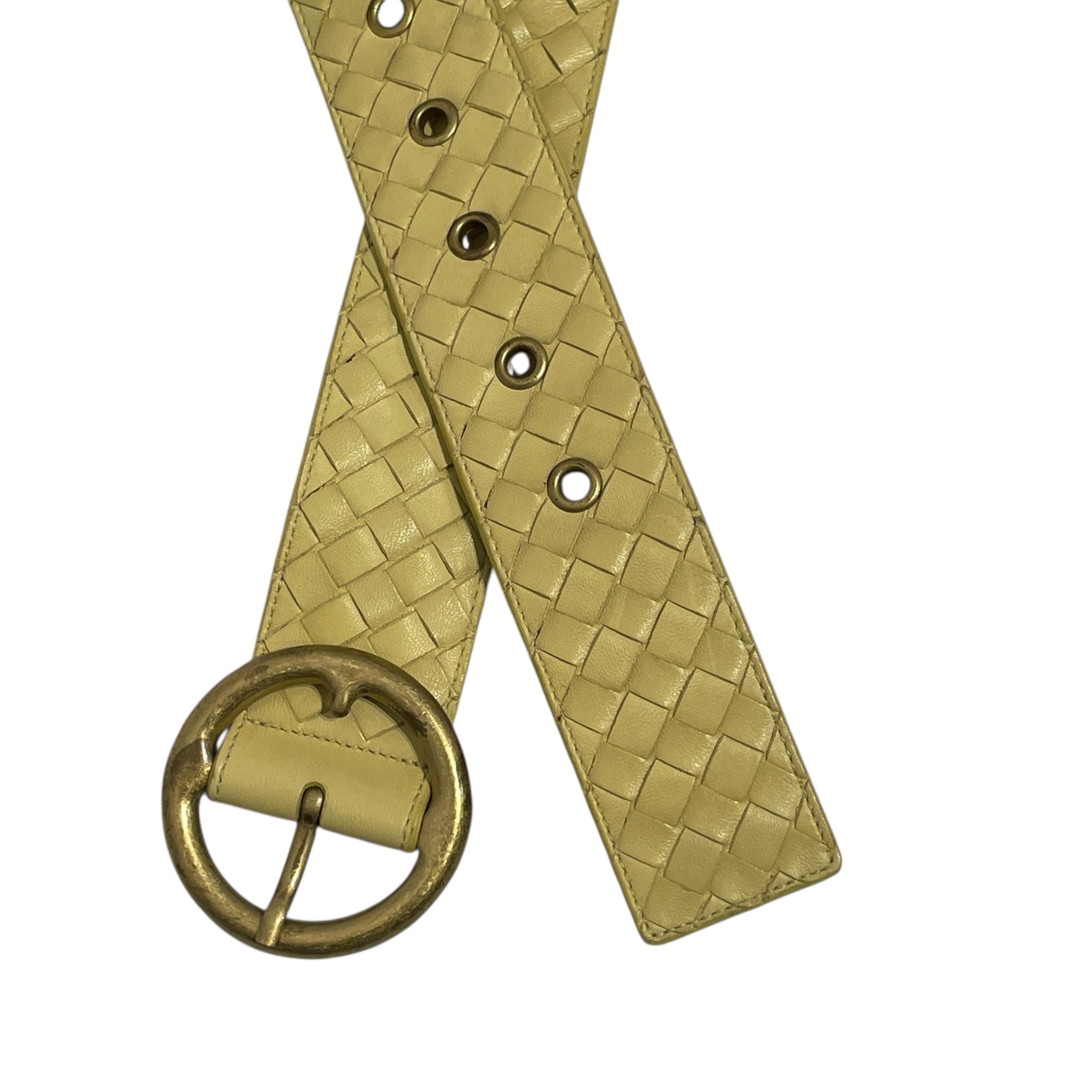 BOTTEGA VENETA/Belt/Plaid/Leather/YEL/WEAVE view 2