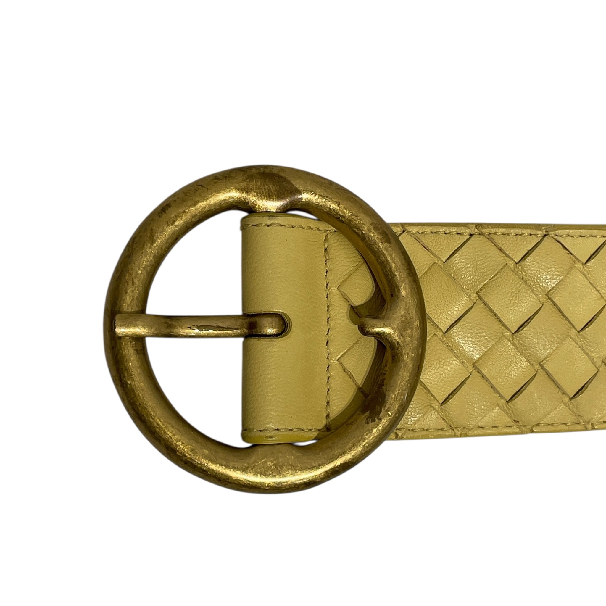 BOTTEGA VENETA/Belt/Plaid/Leather/YEL/WEAVE view 3