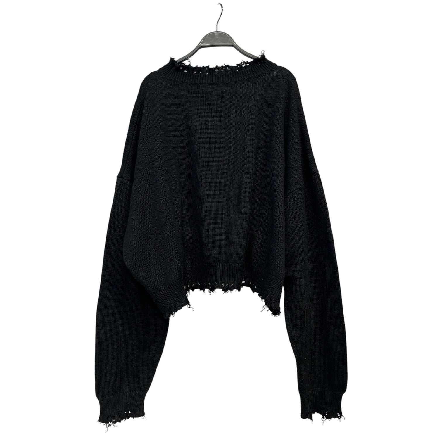 BARE KNUCKLES/Sweater/L/Cotton/BLK/DISTRESSED CROPPED SWEATER view 2