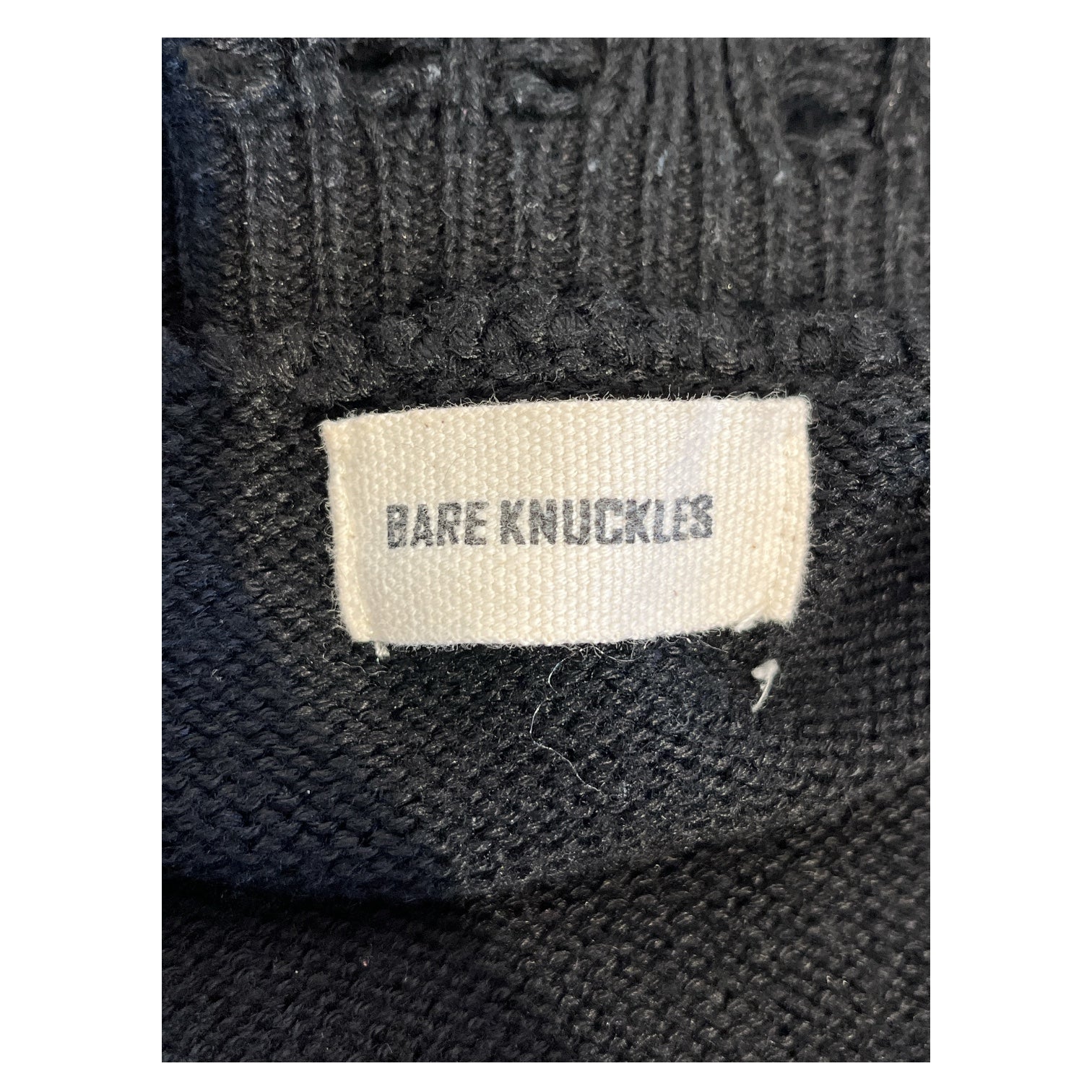 BARE KNUCKLES/Sweater/L/Cotton/BLK/DISTRESSED CROPPED SWEATER view 3