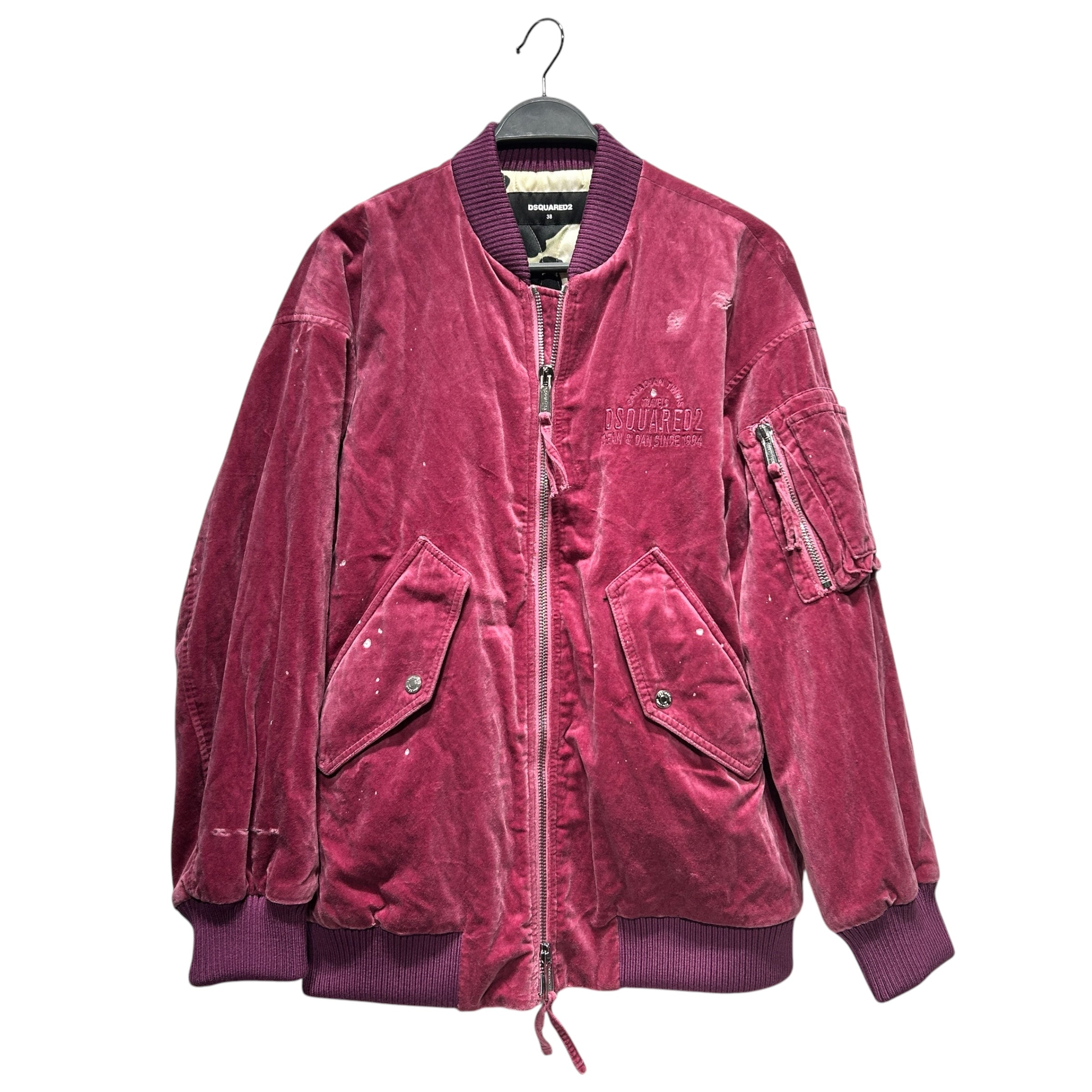 DSQUARED2/Jacket/38/Velour/PNK/BOMBER JACKET DISTRESS PAINT view 1