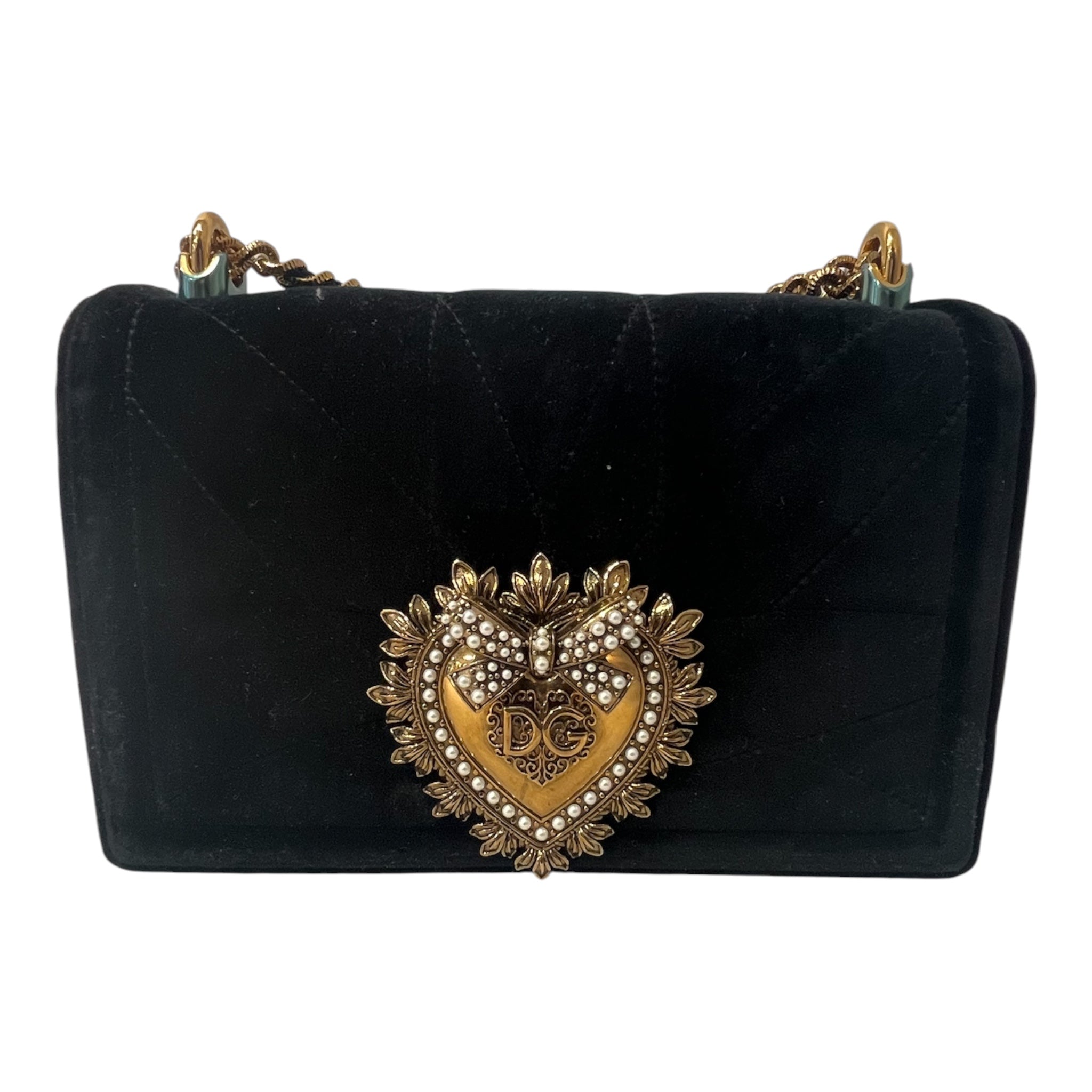 DOLCE&GABBANA/Cross Body Bag/BLK/devotion velvet crossbody view 3