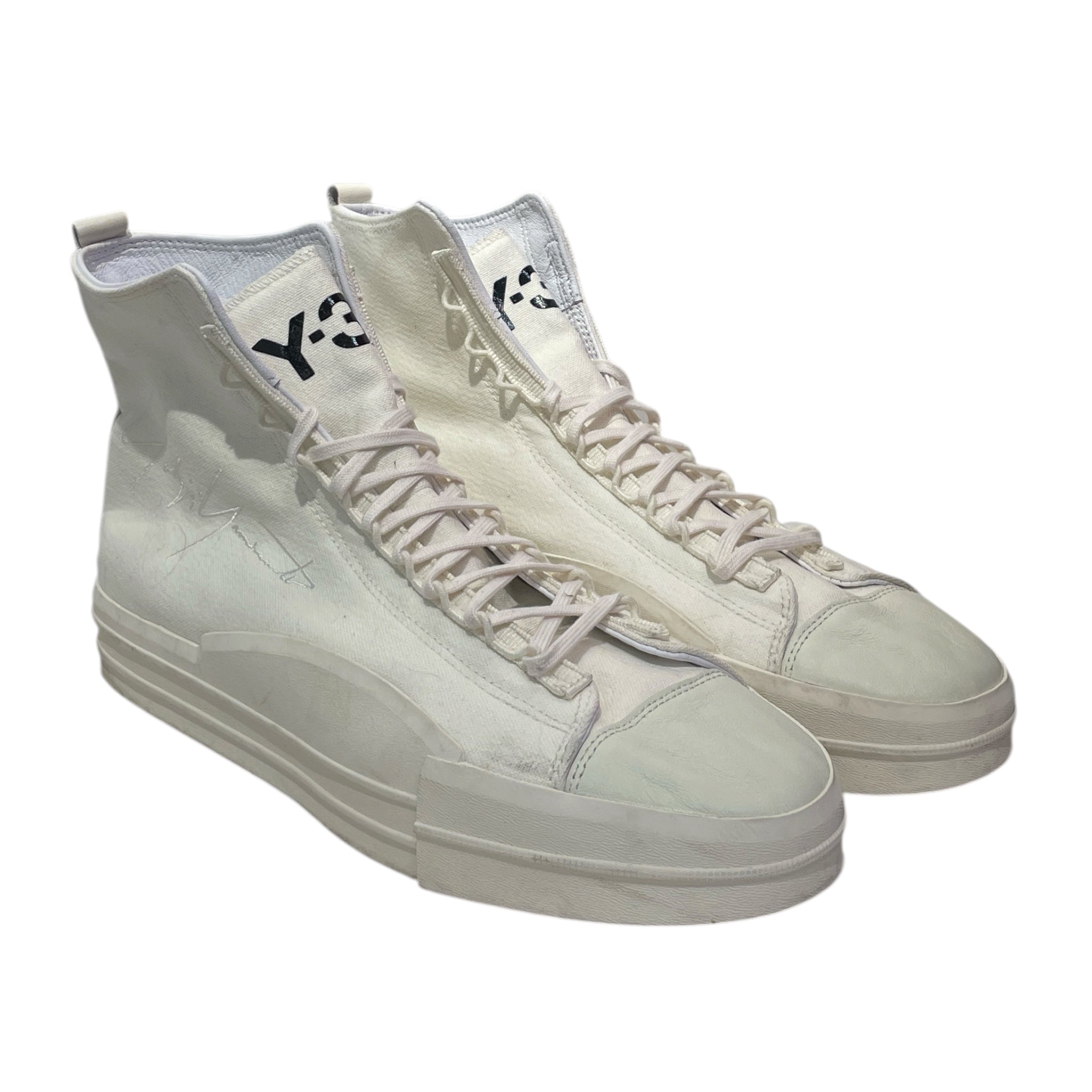 adidas/Y-3/Hi-Sneakers/US 11/Cotton/WHT/YUBEN MID view 1