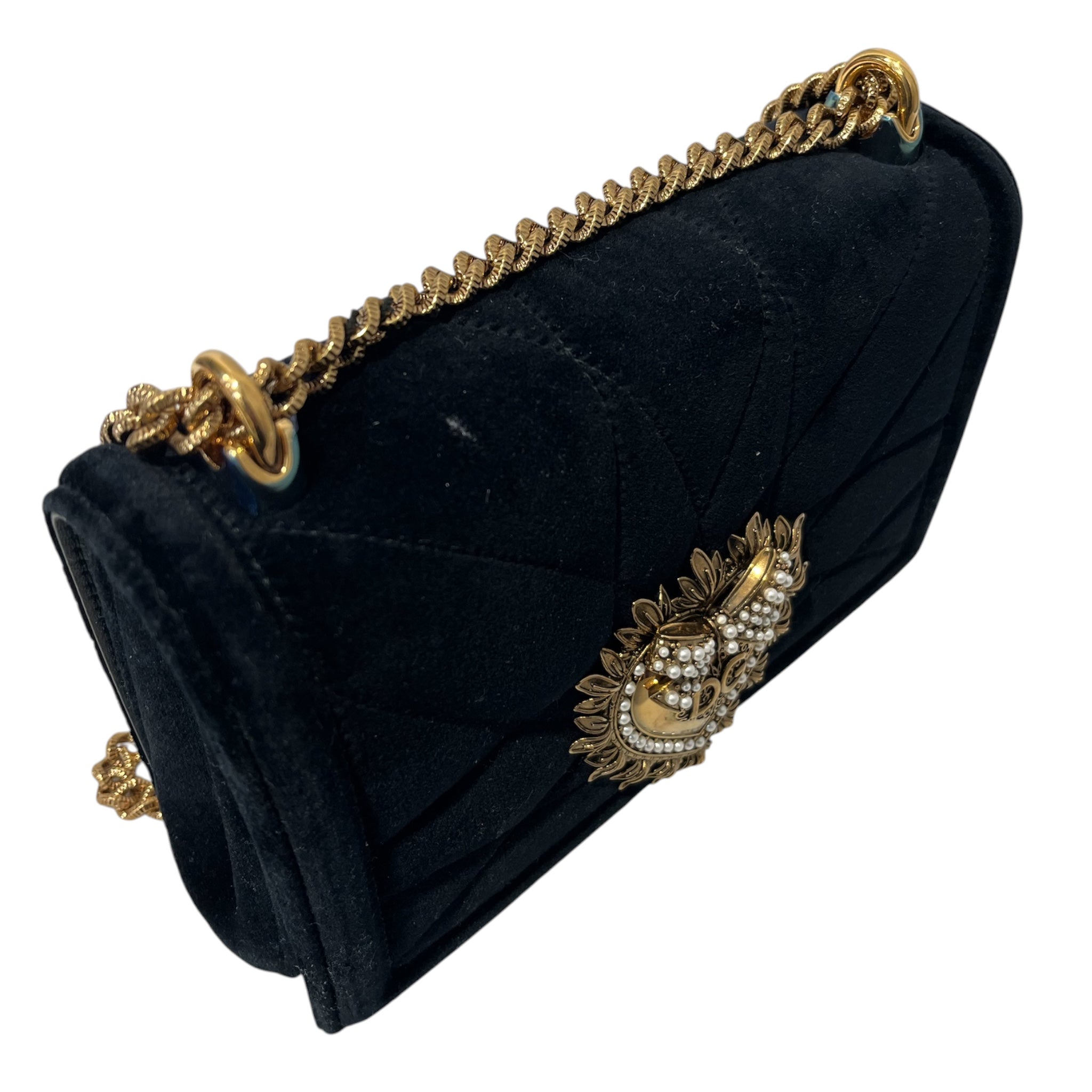 DOLCE&GABBANA/Cross Body Bag/BLK/devotion velvet crossbody view 5