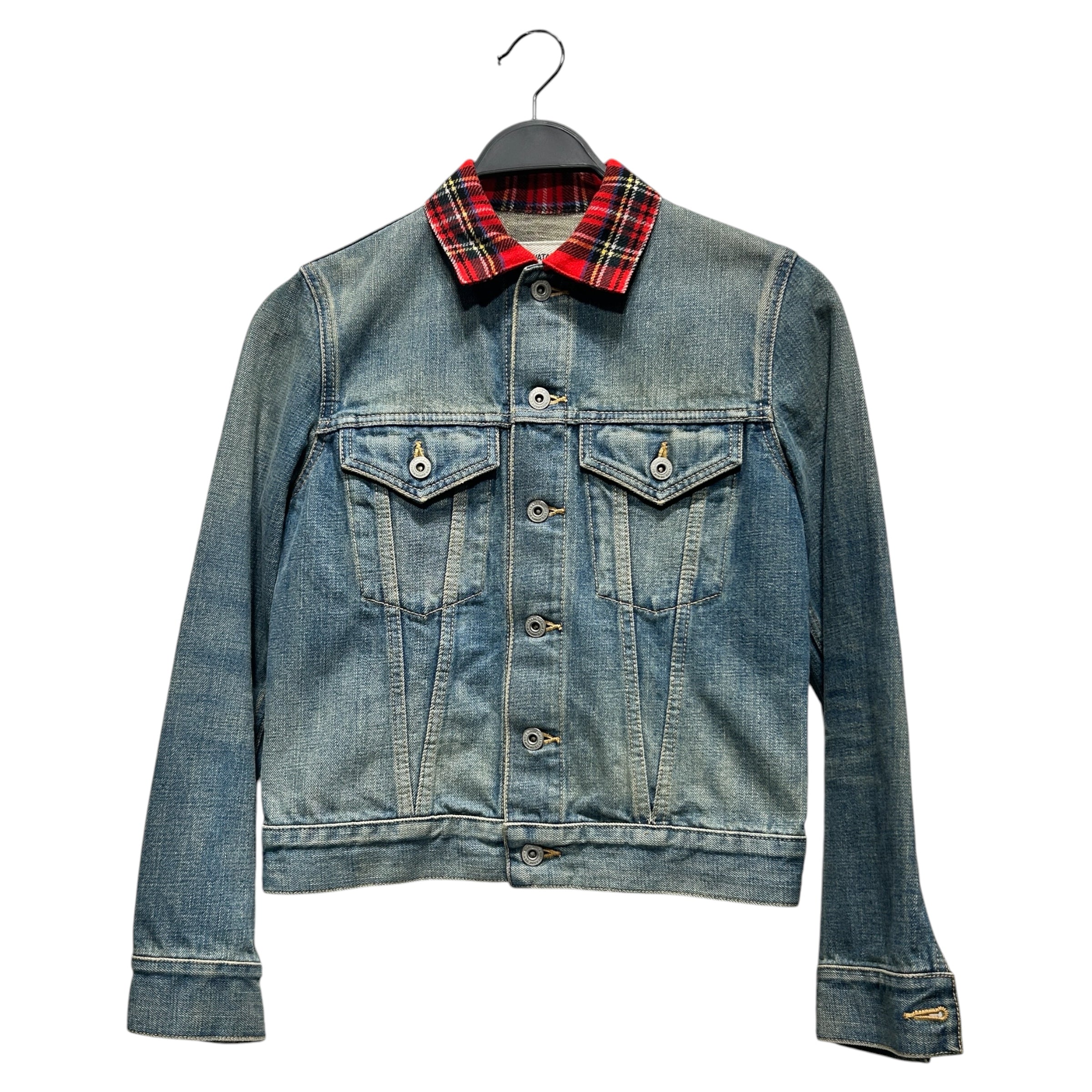 JUNYA WATANABE COMME des GARCONS/Denim Jkt/XS/Denim/BLU/TARTAN PLAID COLLAR view 1