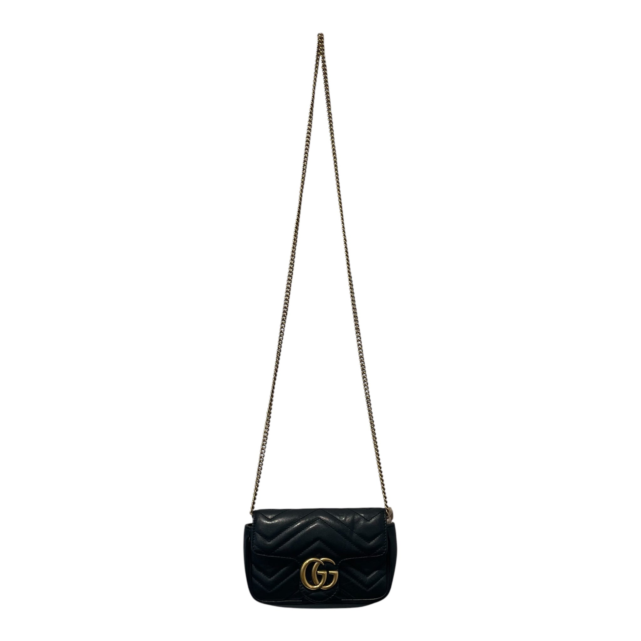 GUCCI/Cross Body Bag/Leather/BLK/marmot mini gld logo view 1