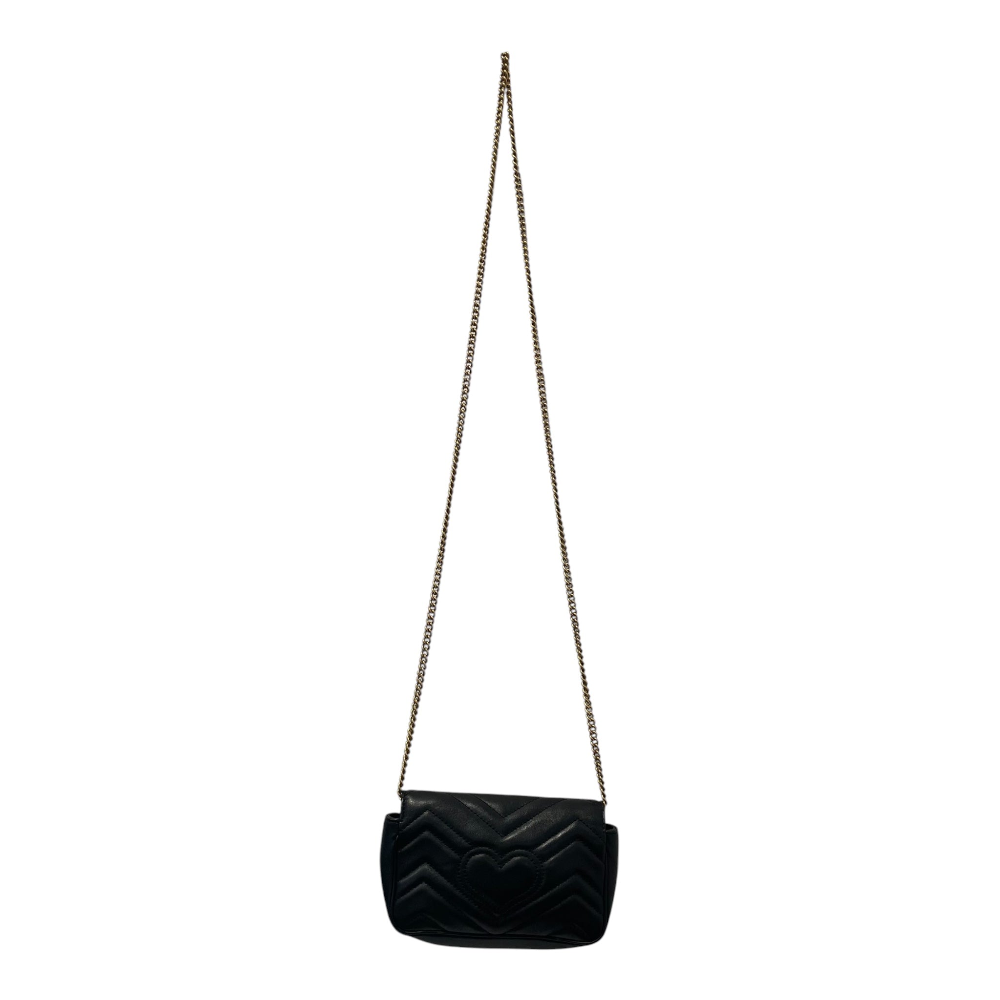 GUCCI/Cross Body Bag/Leather/BLK/marmot mini gld logo view 2